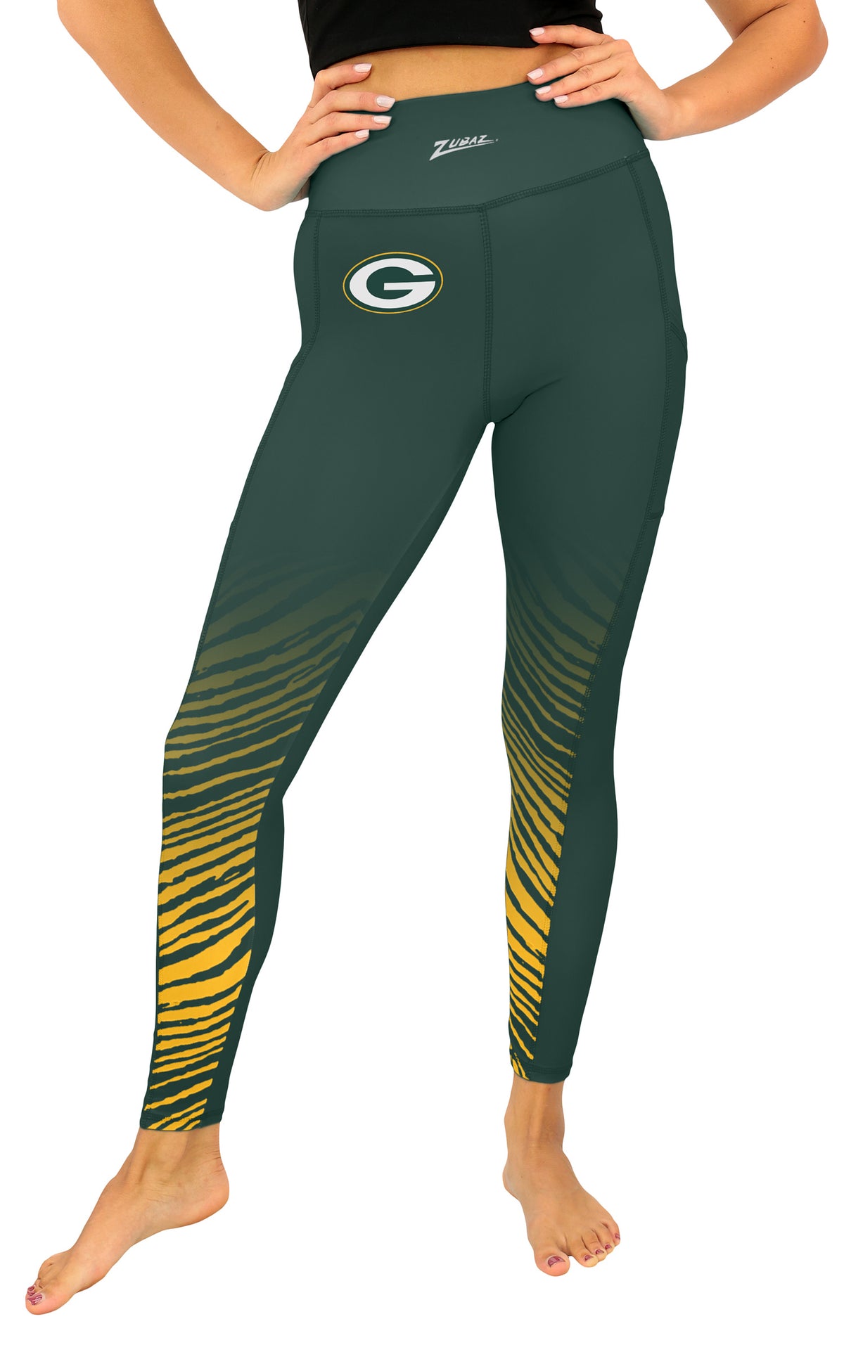 Zubaz NFL Women's Fade Primary Logo Leggings, Green Bay Packers
