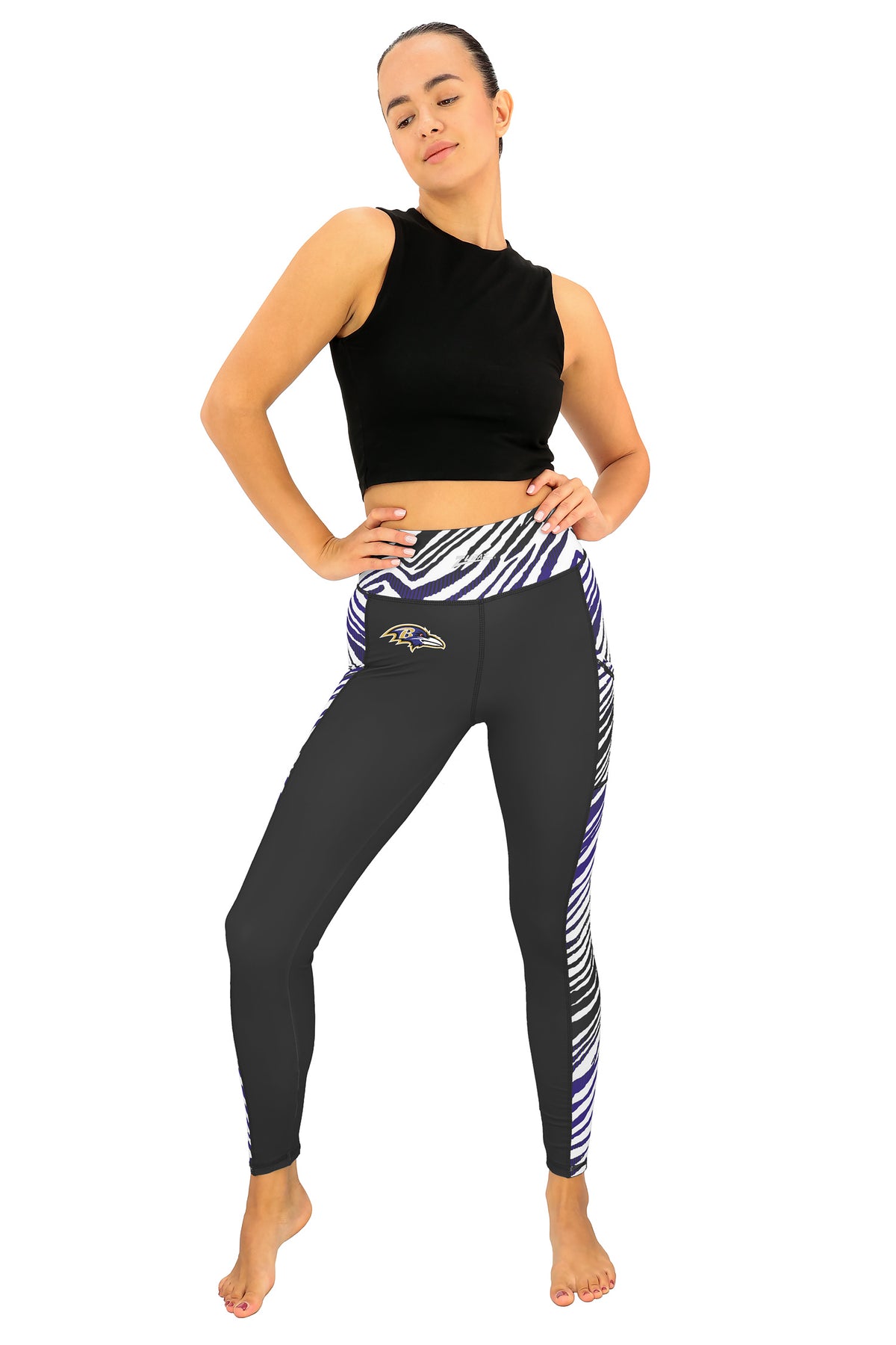 Zubaz NFL Women's Elevated Zebra Ombre Leggings, Baltimore Ravens