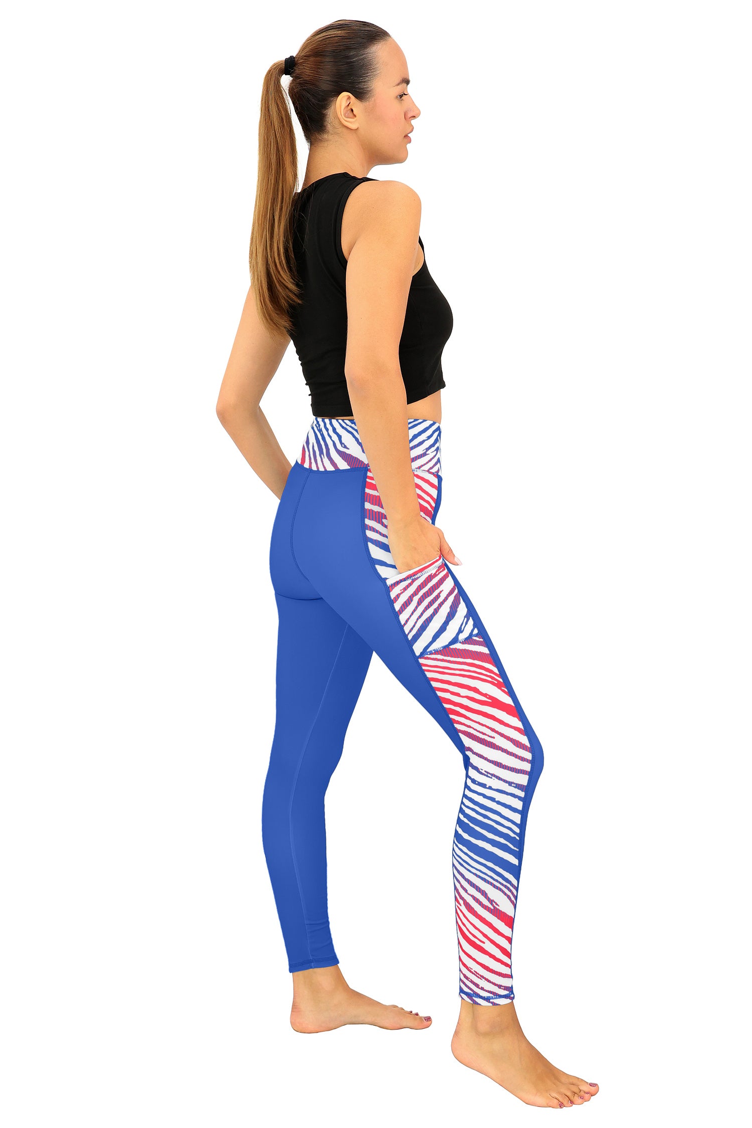Zubaz NFL Women's Elevated Zebra Ombre Leggings, Buffalo Bills - Official NFL Bills Zubaz Apparel (3 of 5)