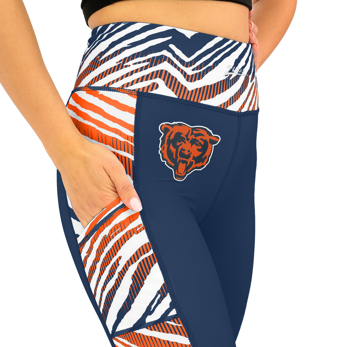 Zubaz NFL Women's Elevated Zebra Ombre Leggings, Chicago Bears
