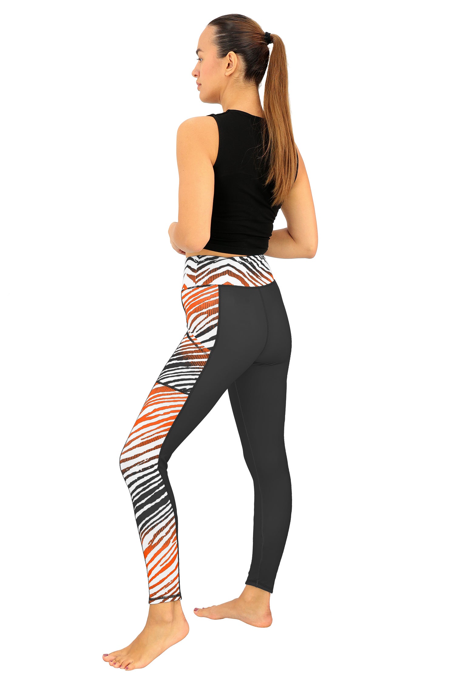 Zubaz NFL Women's Elevated Zebra Ombre Leggings, Cincinnati Bengals - Official NFL Bengals Zubaz Apparel (4 of 5)