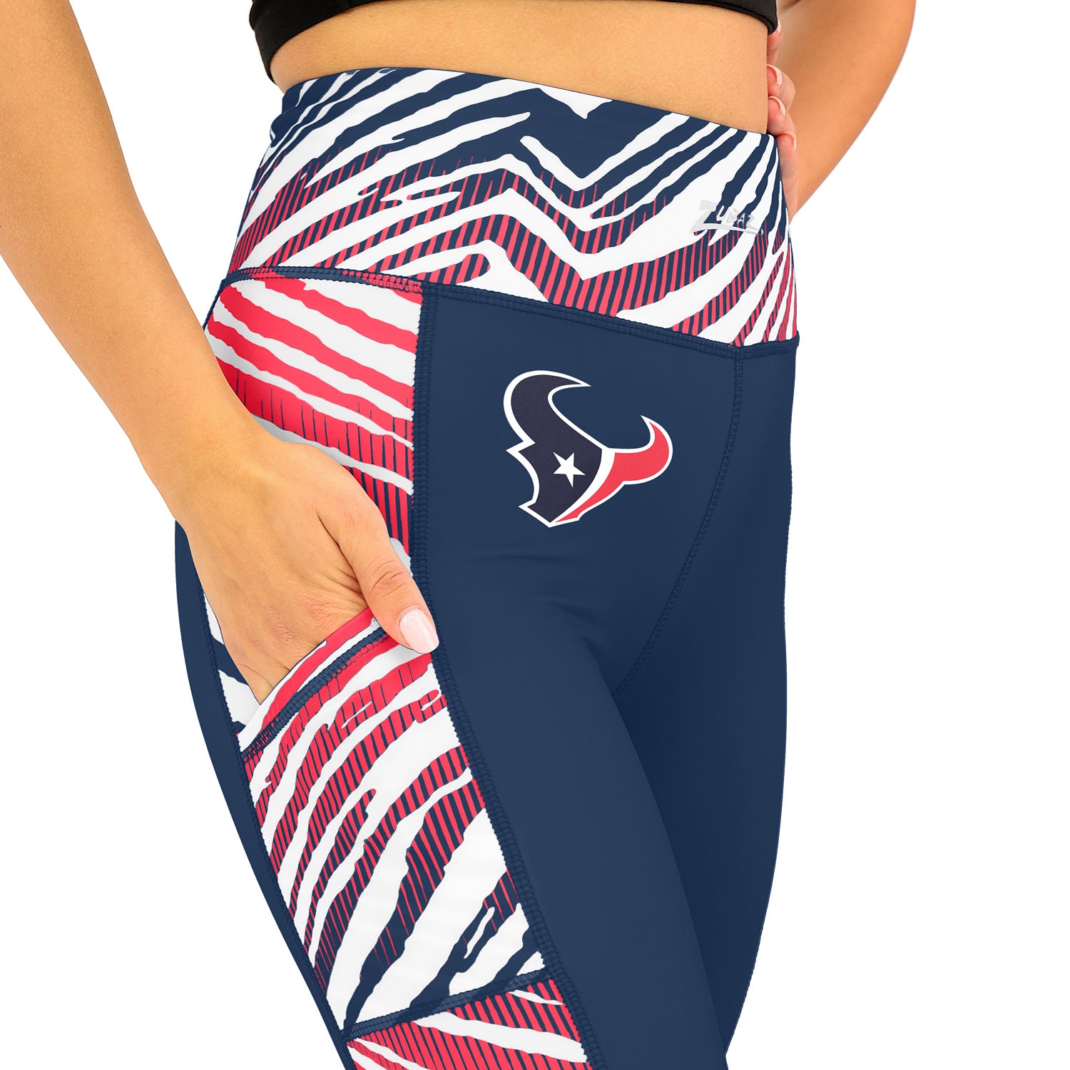 Zubaz NFL Women's Elevated Zebra Ombre Leggings, Houston Texans - Official NFL Texans Zubaz Apparel (5 of 5)