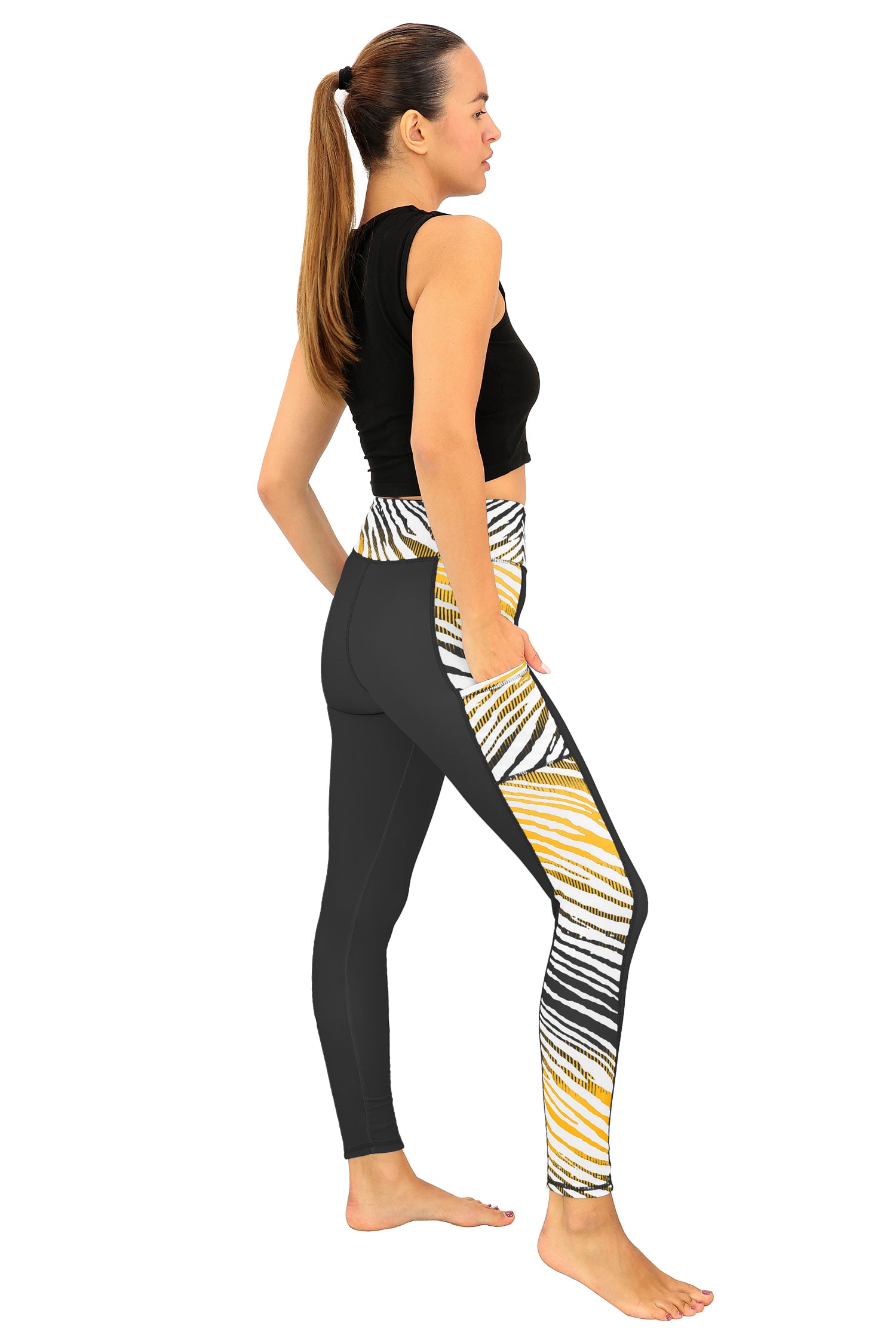 Zubaz NFL Women's Elevated Zebra Ombre Leggings, Pittsburgh Steelers - Official NFL Steelers Zubaz Apparel (3 of 5)