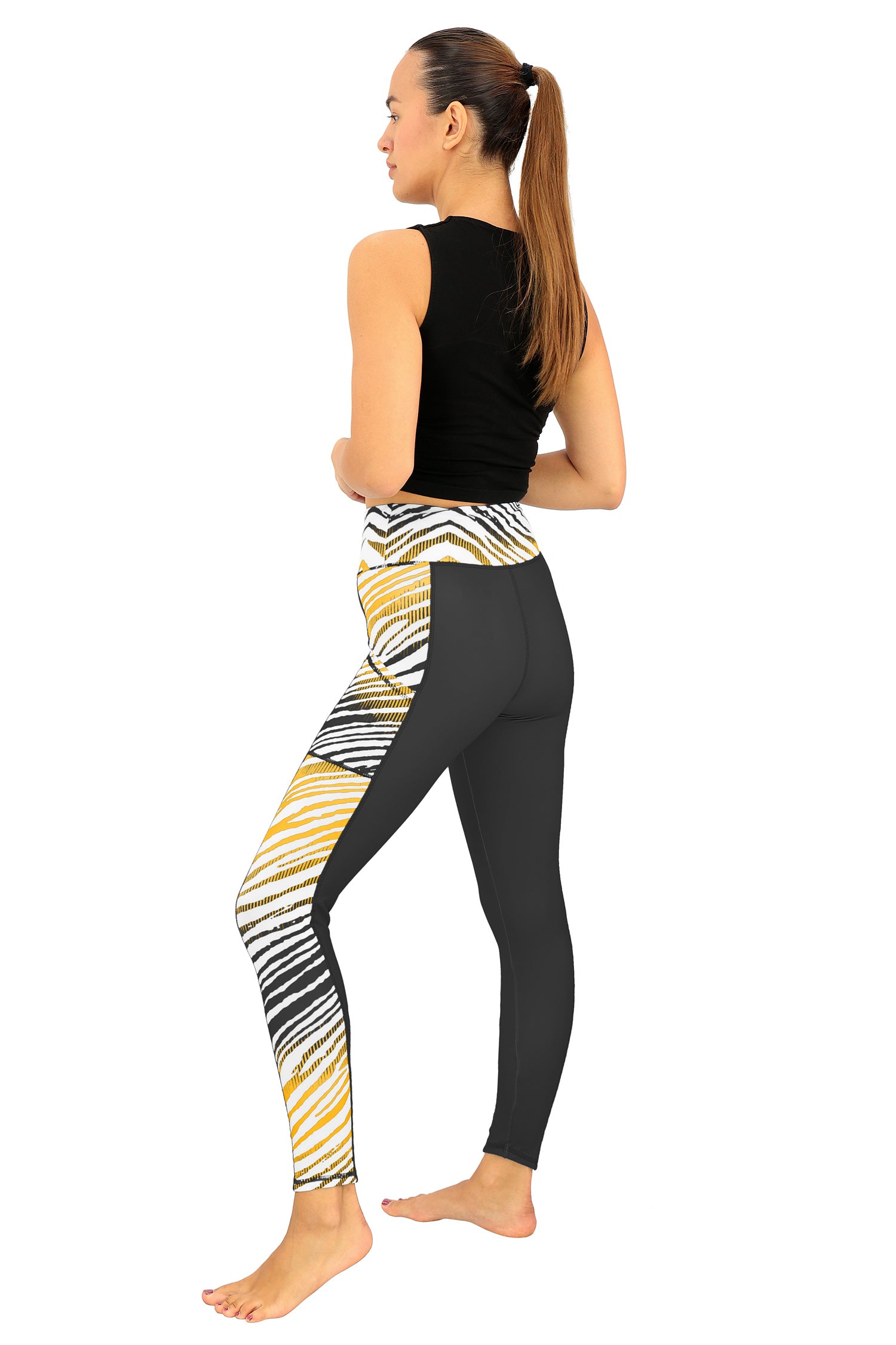 Zubaz NFL Women's Elevated Zebra Ombre Leggings, Pittsburgh Steelers - Official NFL Steelers Zubaz Apparel (4 of 5)