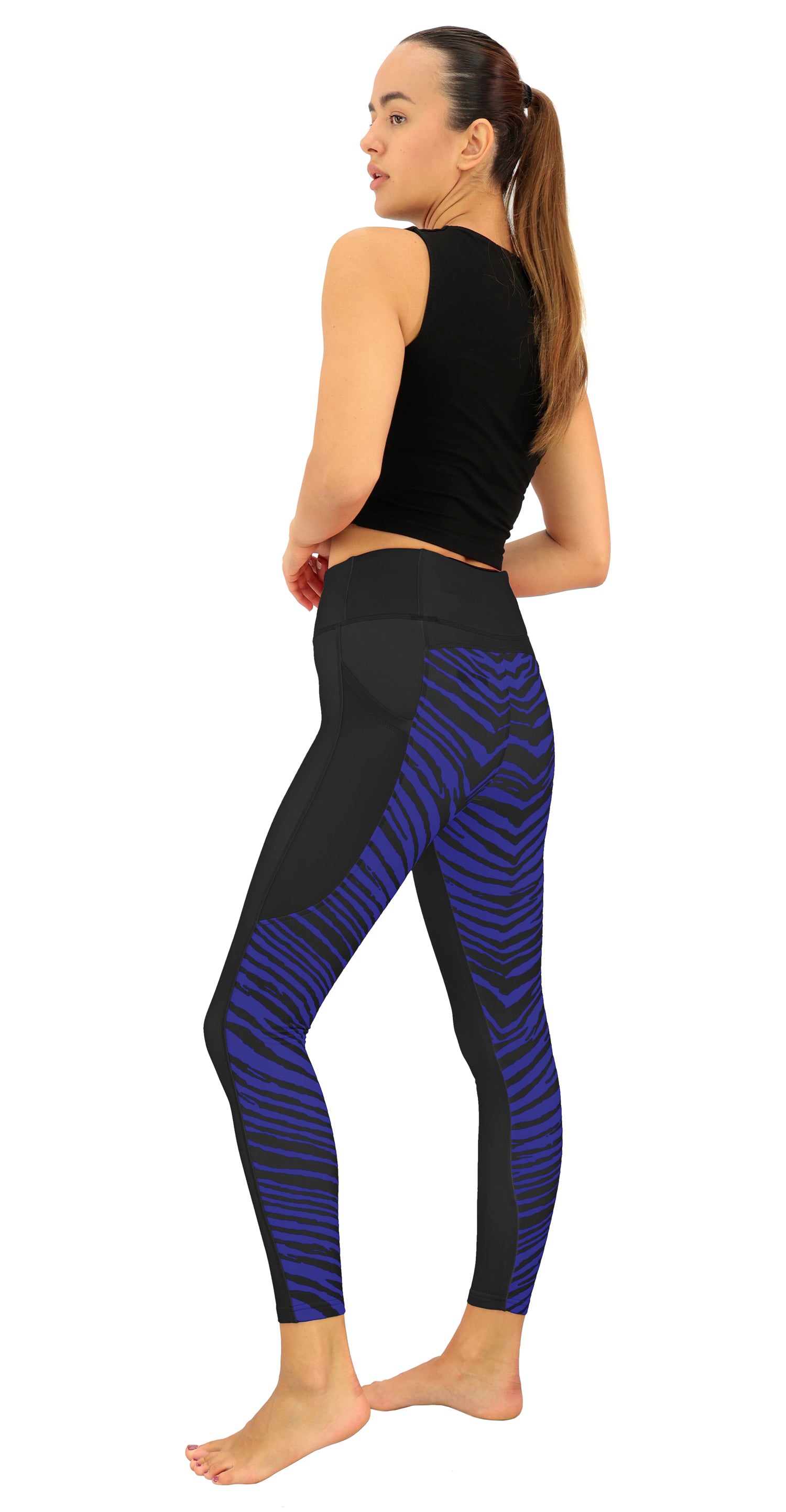 Zubaz NFL Women's 2 Color Zebra Fleece Lined Leggings, Baltimore Ravens