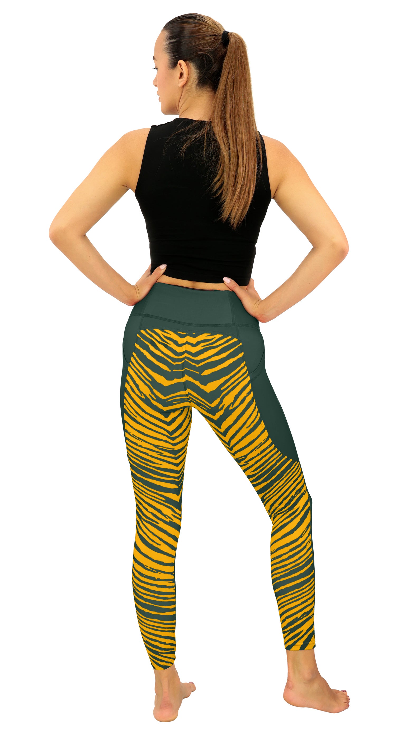 Zubaz NFL Women's 2 Color Zebra Fleece Lined Leggings, Green Bay Packers - Official NFL Packers Zubaz Apparel (4 of 4)