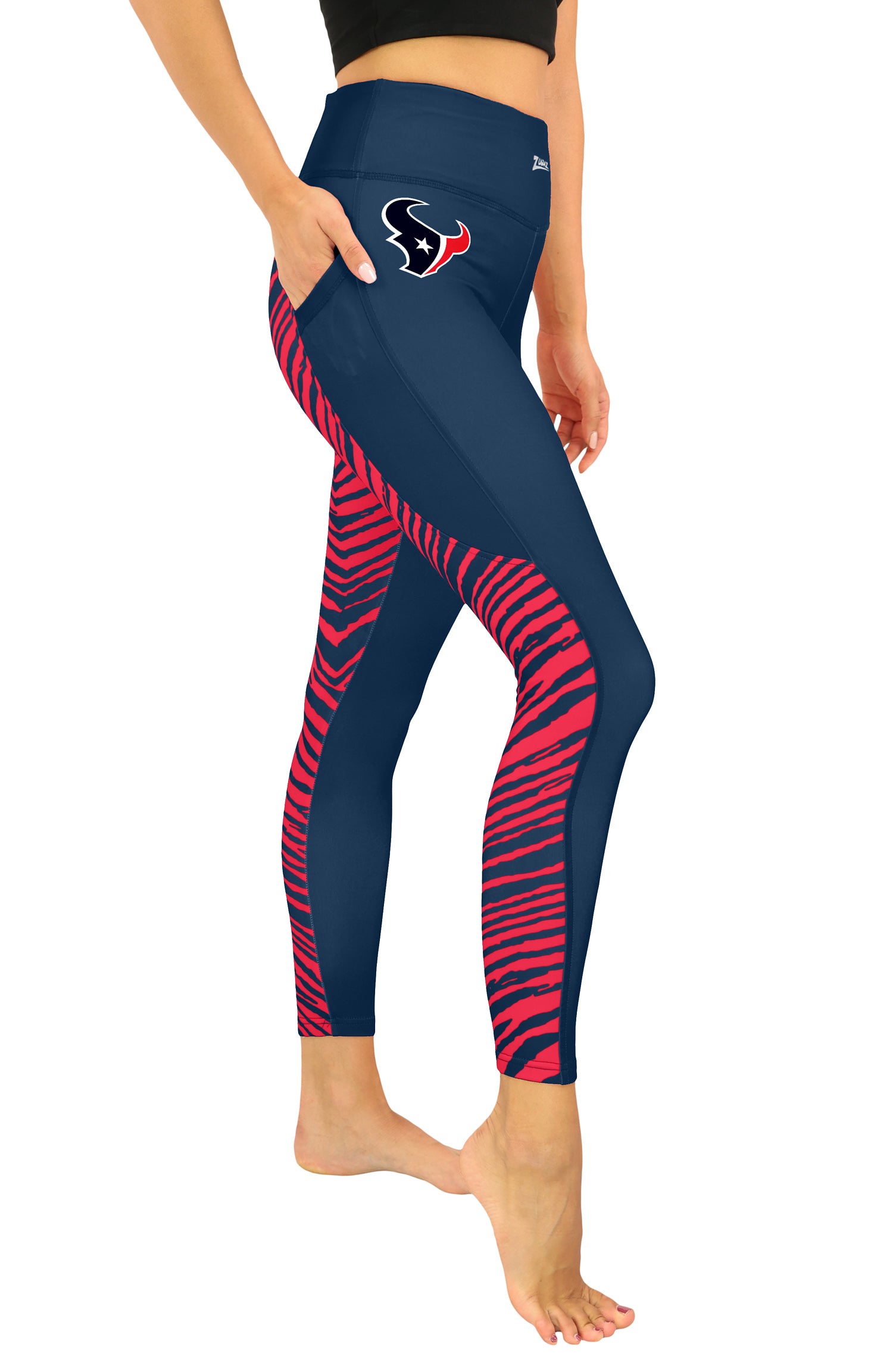 Zubaz NFL Women's 2 Color Zebra Fleece Lined Leggings, Houston Texans - Official NFL Texans Zubaz Apparel (1 of 4)