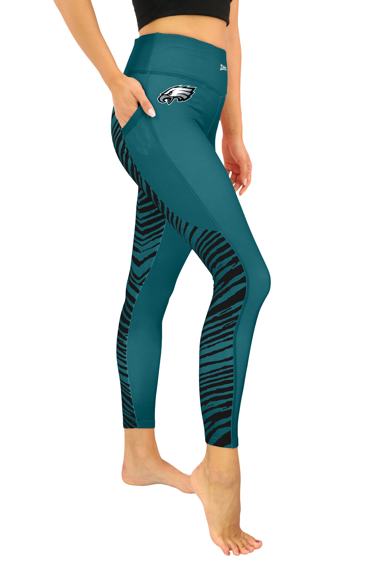 Zubaz NFL Women's 2 Color Zebra Fleece Lined Leggings, Philadelphia Eagles - Official NFL Eagles Zubaz Apparel (1 of 4)