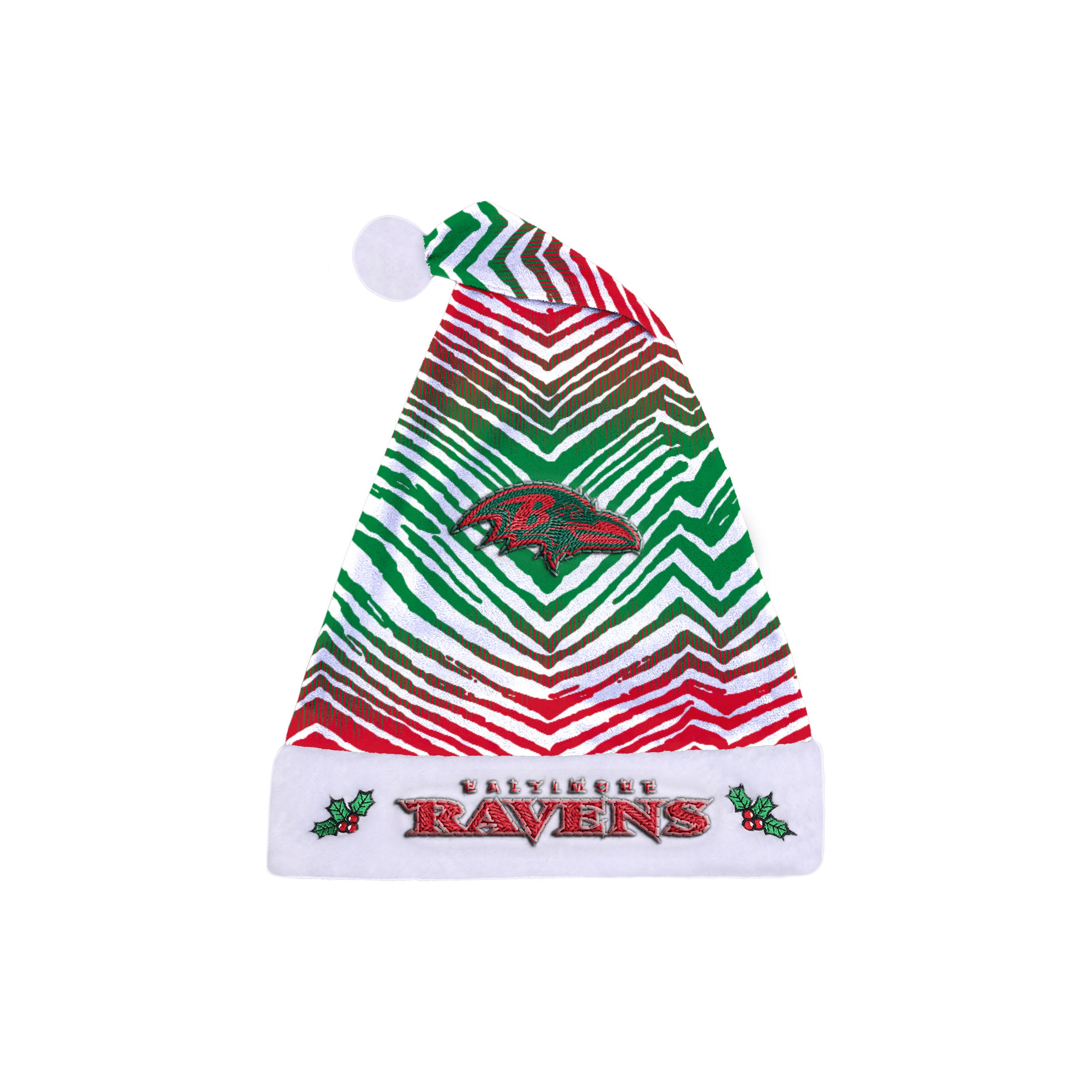 Zubaz Santa Hat NFL Baltimore Ravens - Red and green - Official NFL Ravens Zubaz Apparel