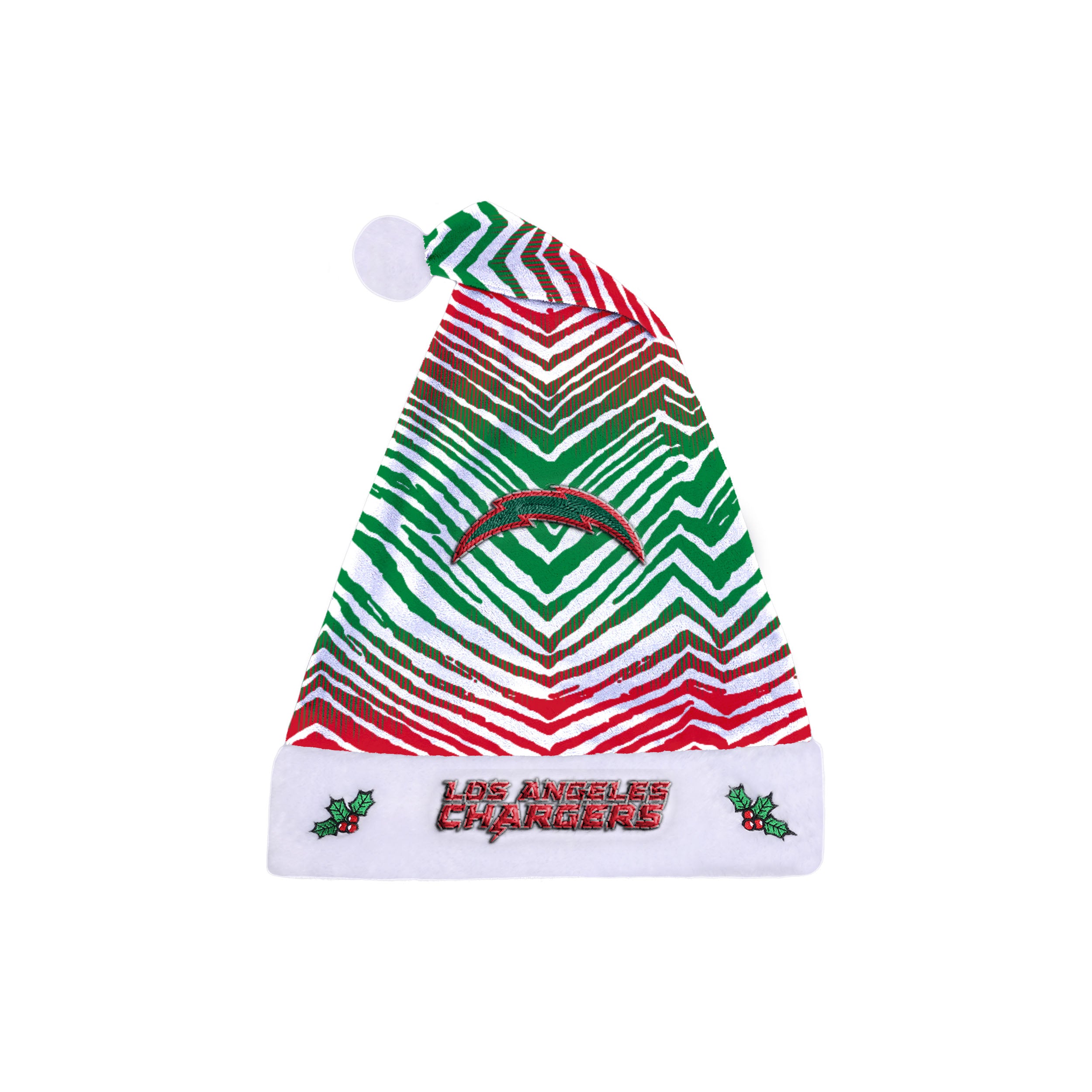 Zubaz Santa Hat NFL Los Angeles Chargers - Red and green