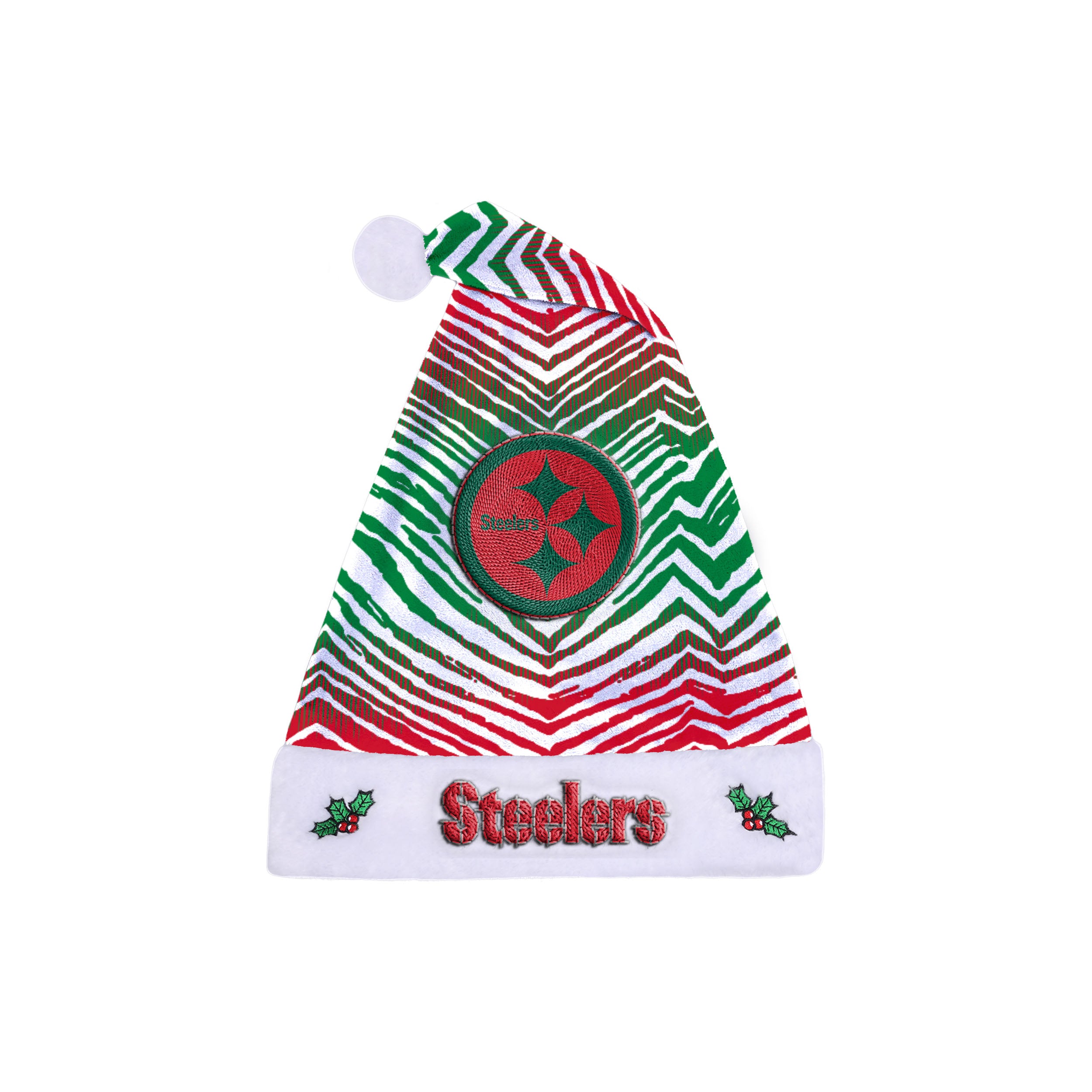 Zubaz Santa Hat NFL Pittsburgh Steelers - Red and green