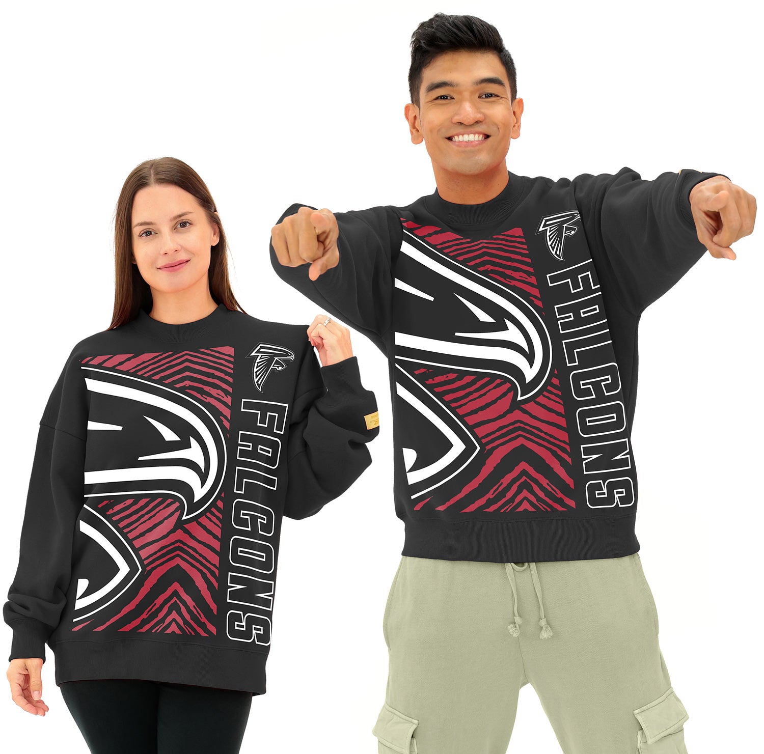 Zubaz NFL 90s Drop Shoulder Crewneck -MVP, ATLANTA FALCONS
