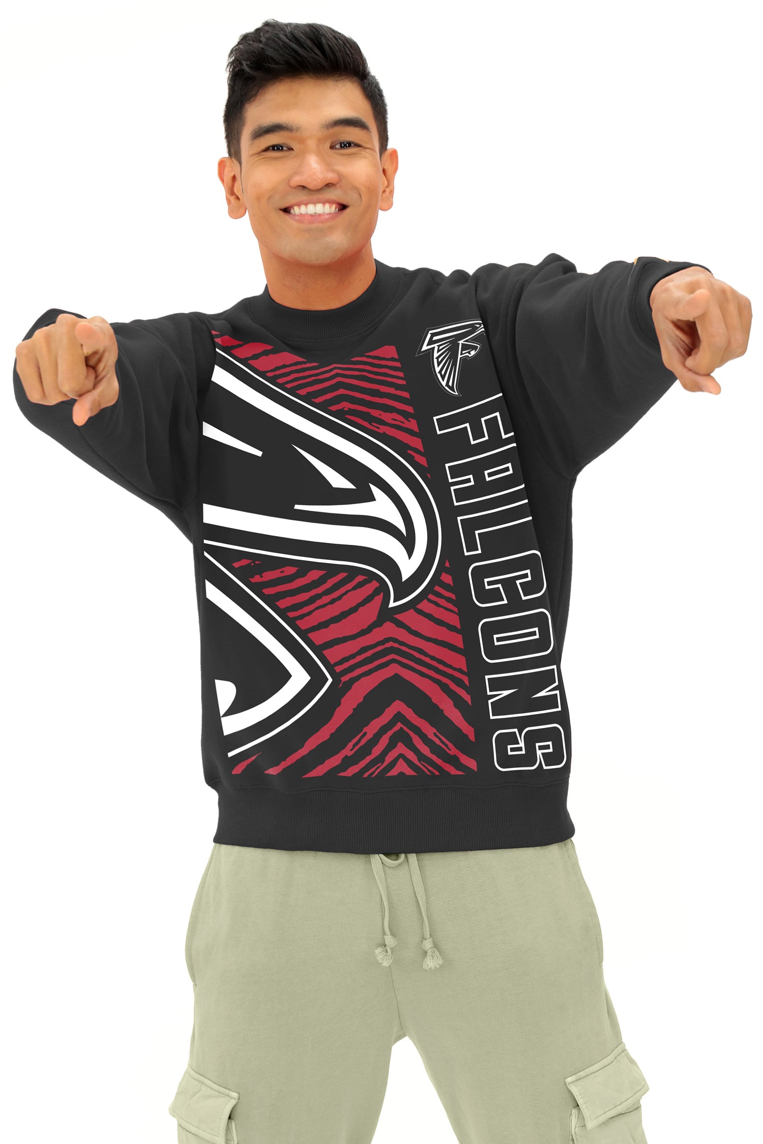 Zubaz NFL 90s Drop Shoulder Crewneck -MVP, ATLANTA FALCONS