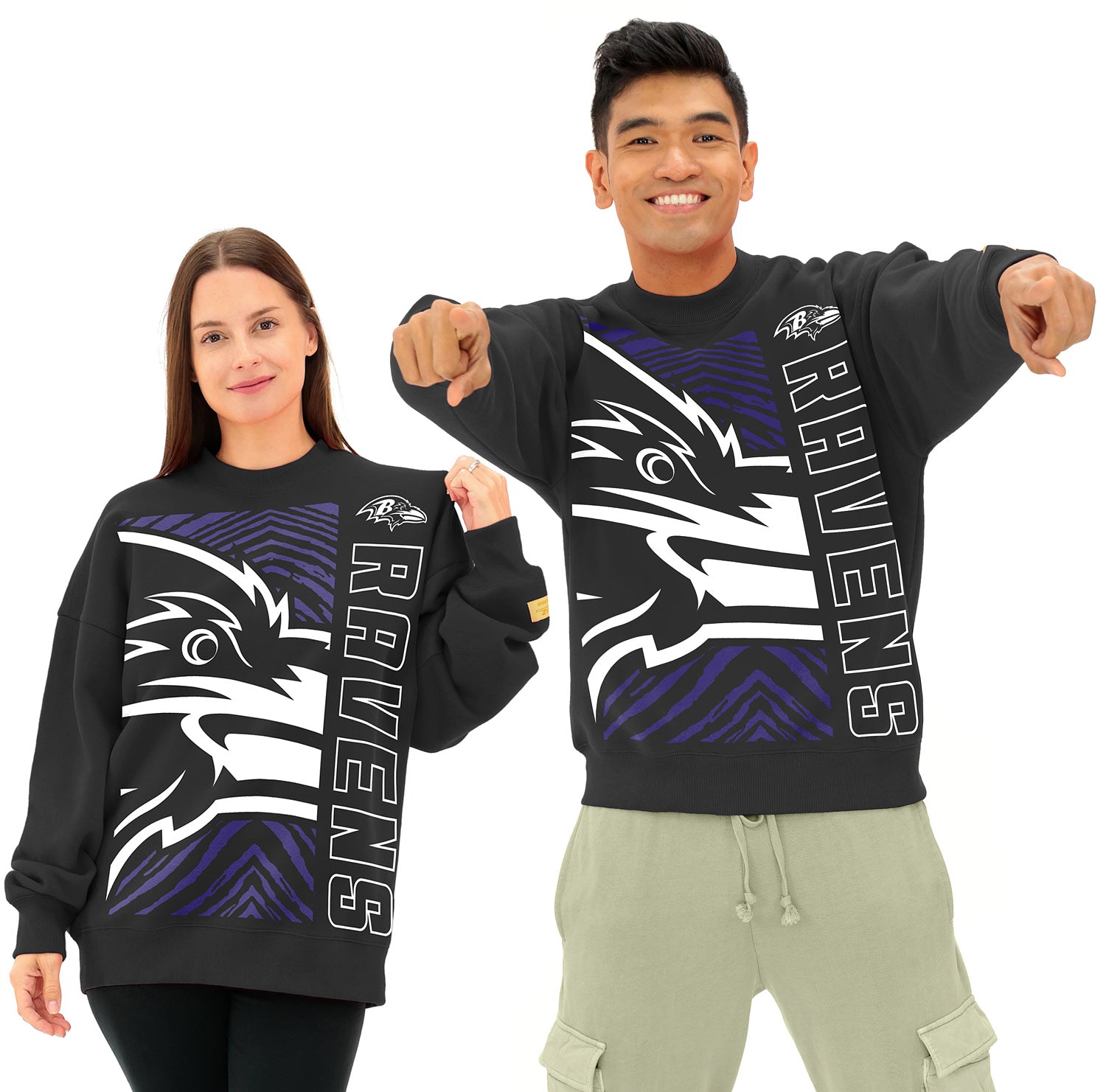 Zubaz NFL 90s Drop Shoulder Crewneck -MVP, BALTIMORE RAVENS