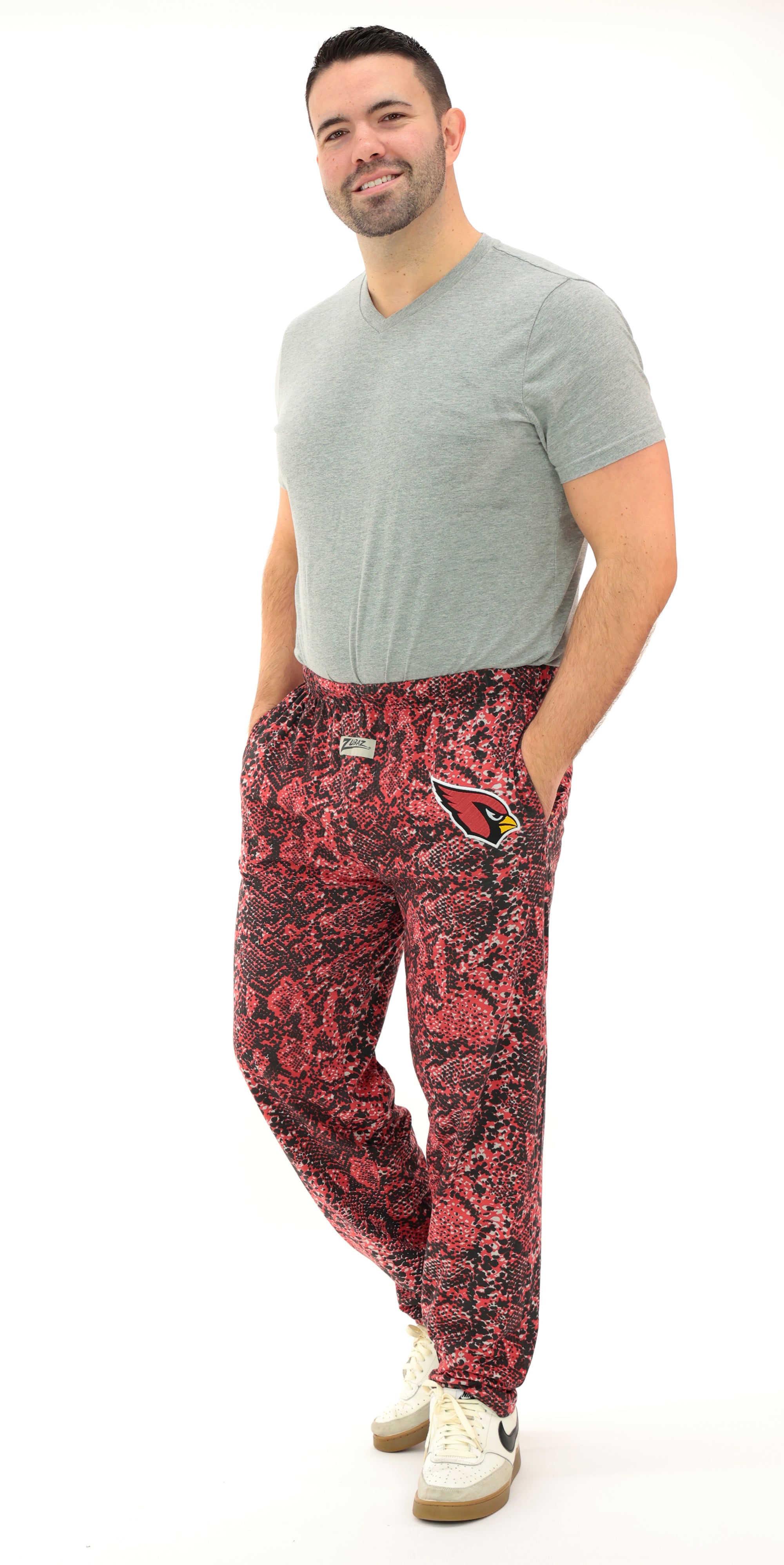 Zubaz NFL Adult Unisex for Men and Women Z88 Embroidered Post Pattern Pants, Arizona Cardinals