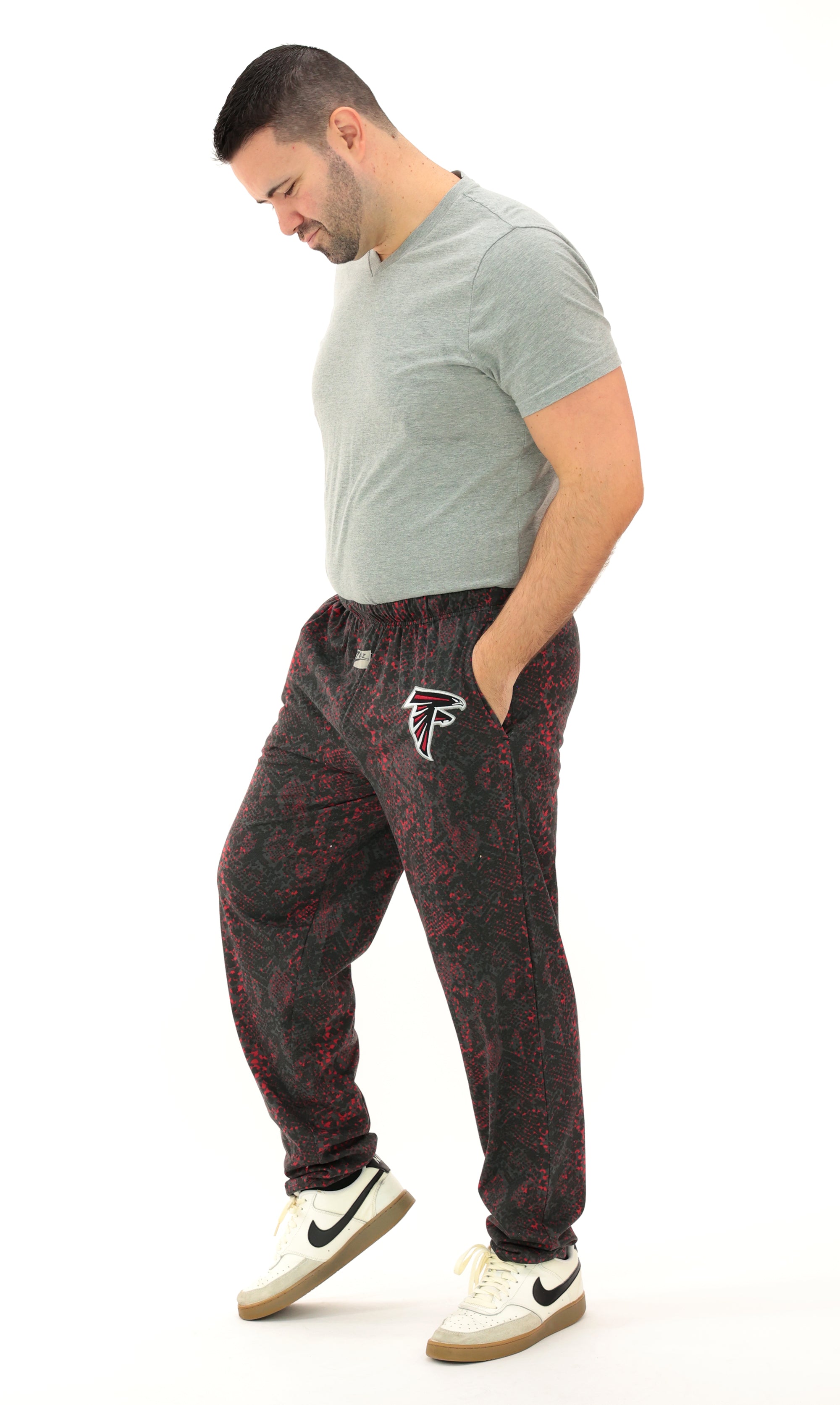 Zubaz NFL Adult Unisex for Men and Women Z88 Embroidered Post Pattern Pants, Atlanta Falcons