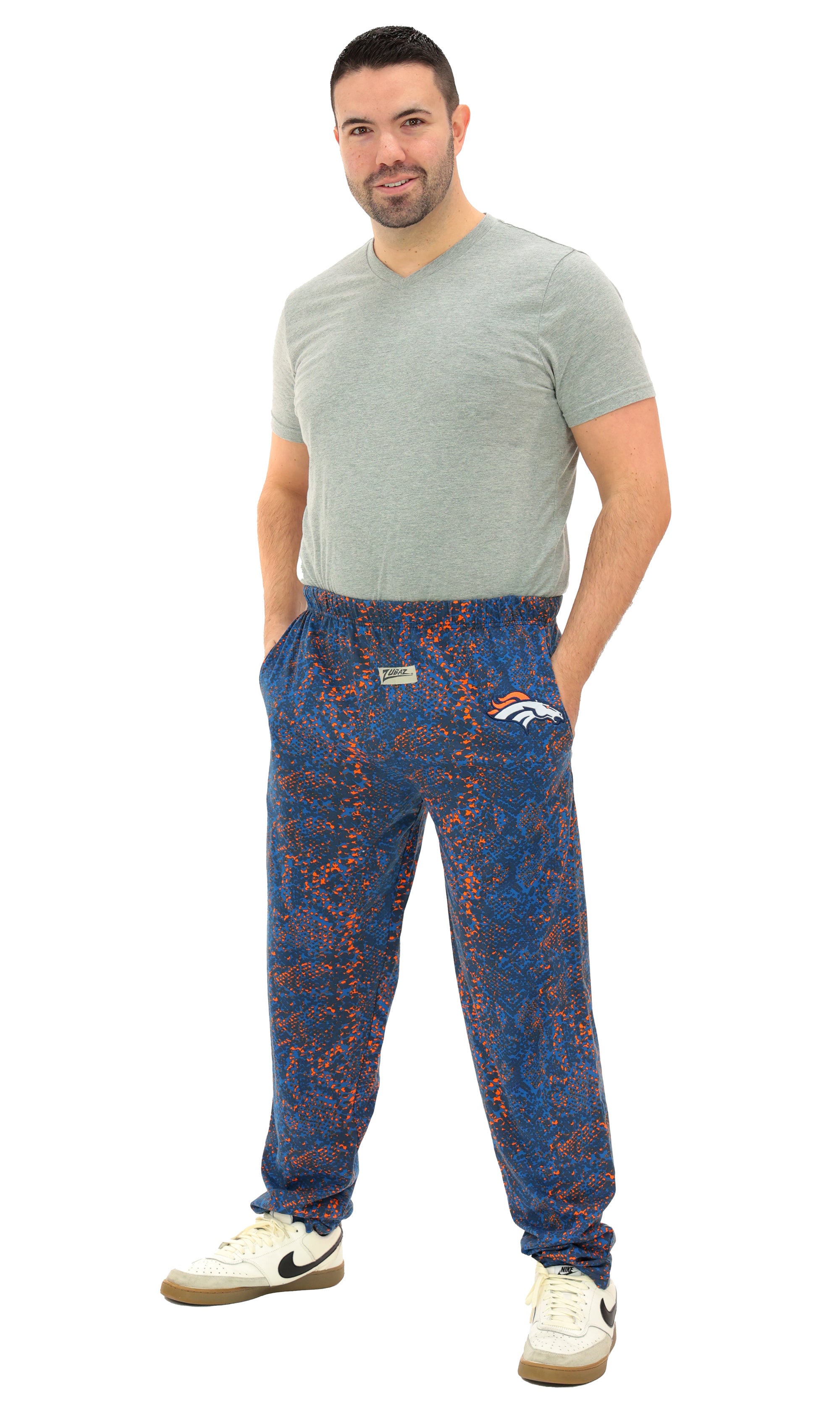 Zubaz NFL Adult Unisex for Men and Women Z88 Embroidered Post Pattern Pants, Denver Broncos