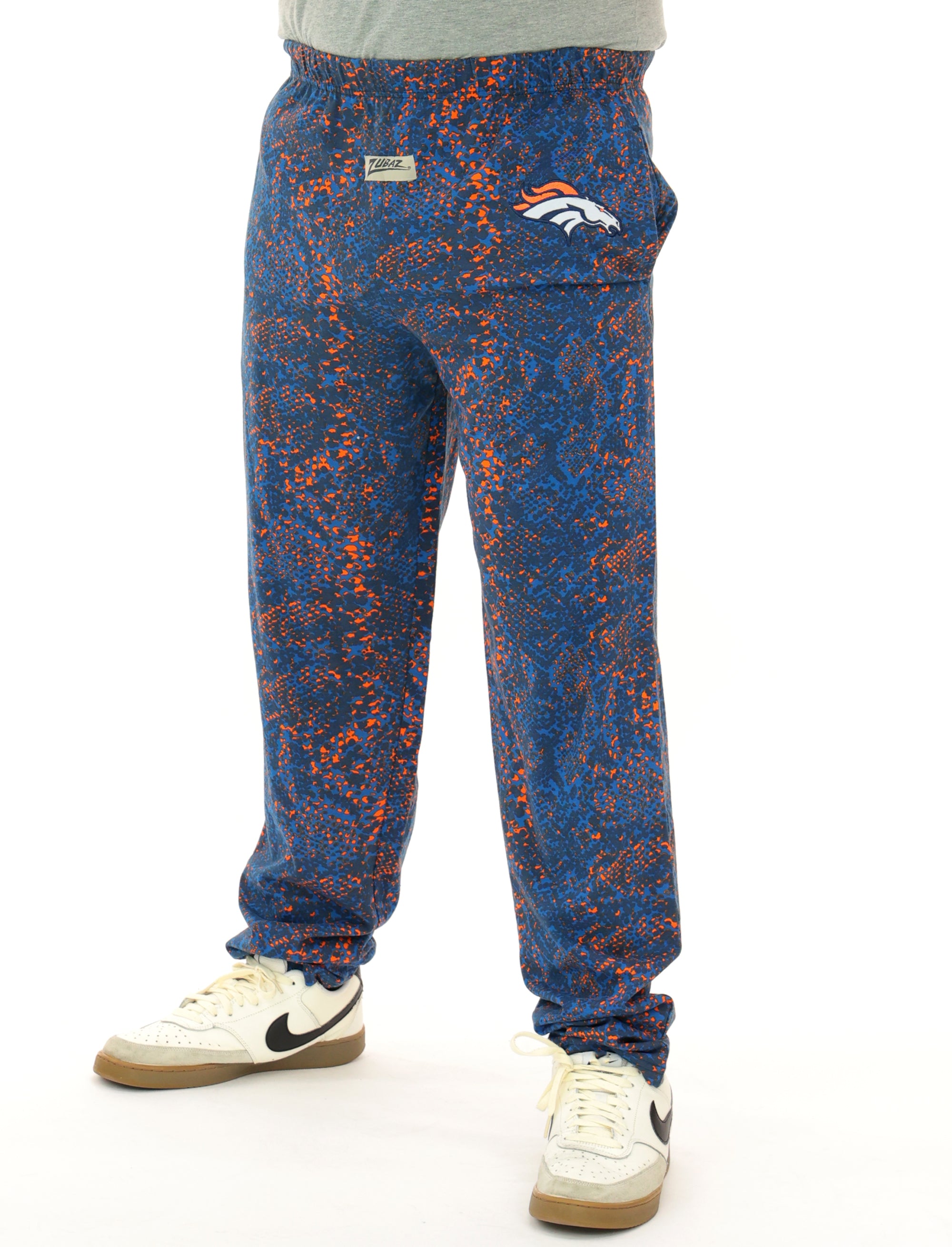 Zubaz NFL Adult Unisex for Men and Women Z88 Embroidered Post Pattern Pants, Denver Broncos