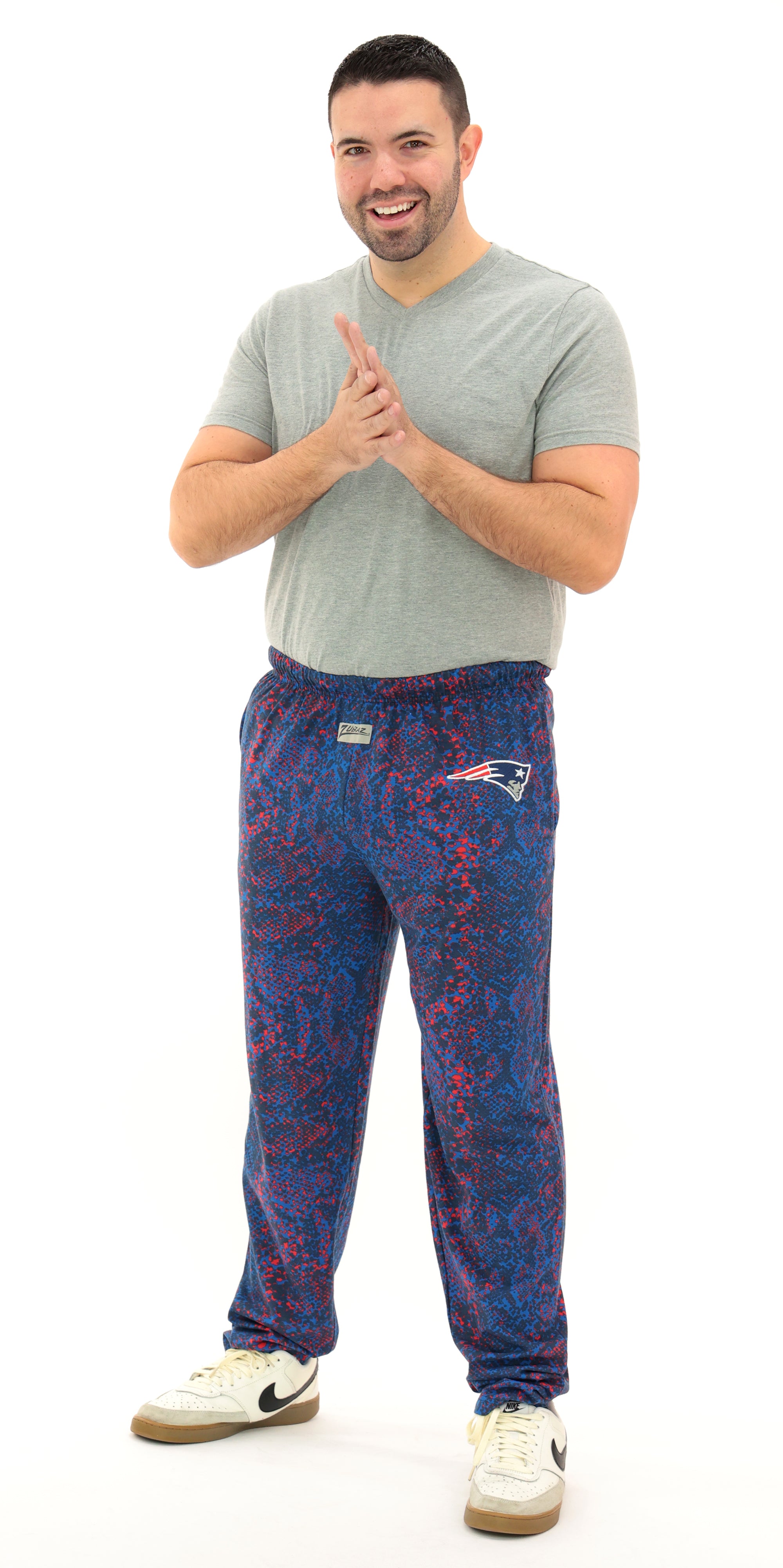 Zubaz NFL Adult Unisex for Men and Women Z88 Embroidered Post Pattern Pants, New England Patriots