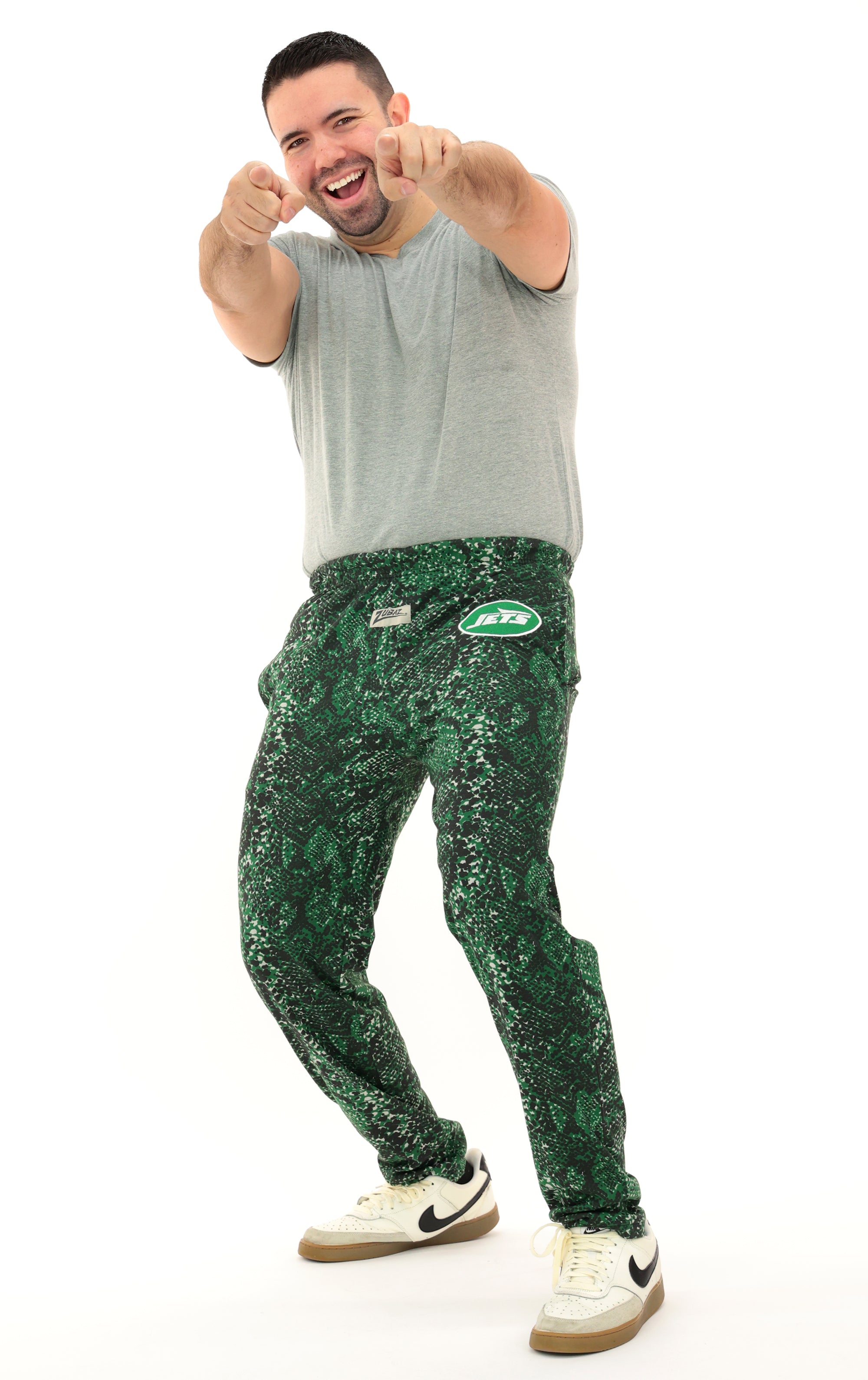 Zubaz NFL Adult Unisex for Men and Women Z88 Embroidered Post Pattern Pants, New York Jets