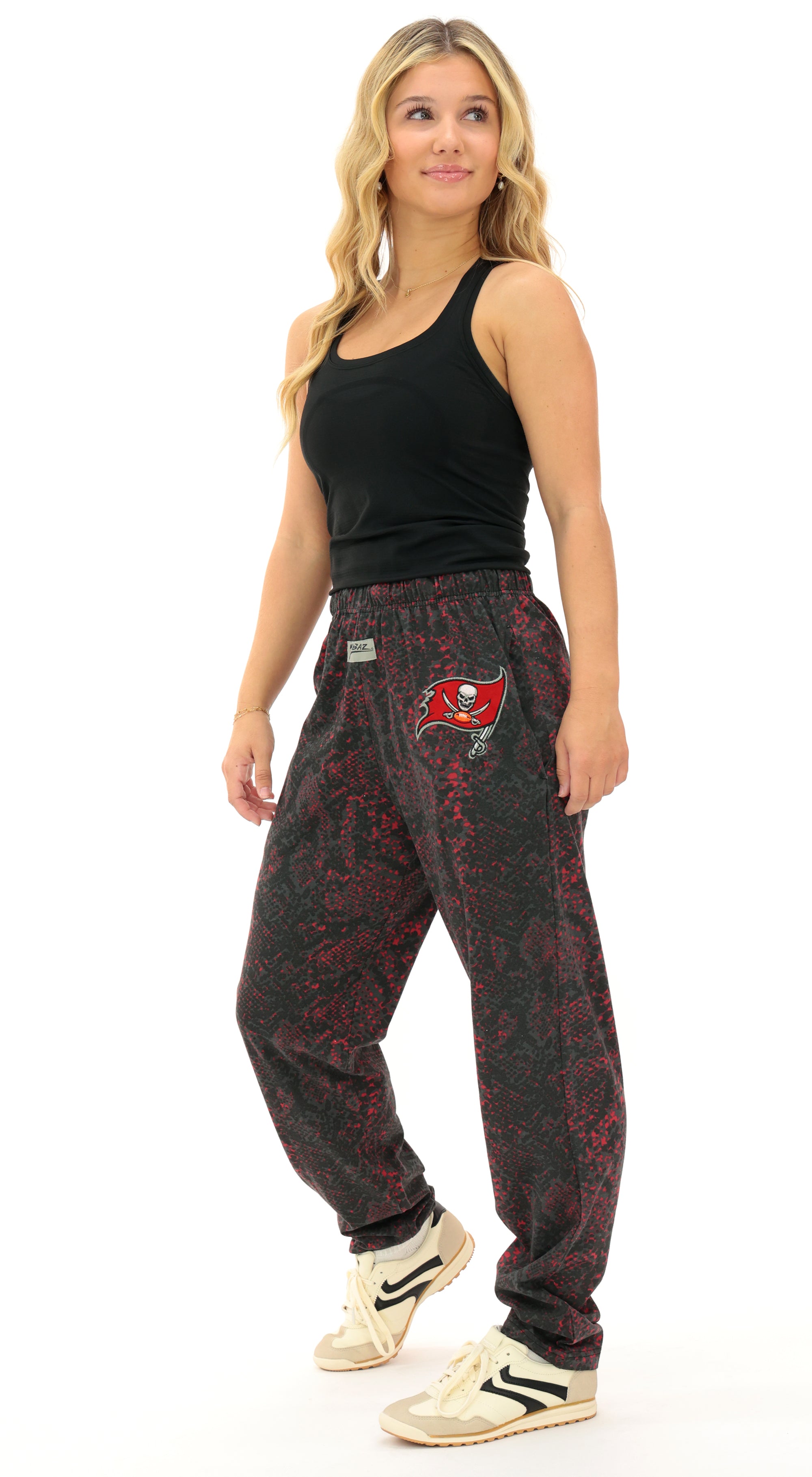 Zubaz NFL Adult Unisex for Men and Women Z88 Embroidered Post Pattern Pants, Tampa Bay Buccaneers