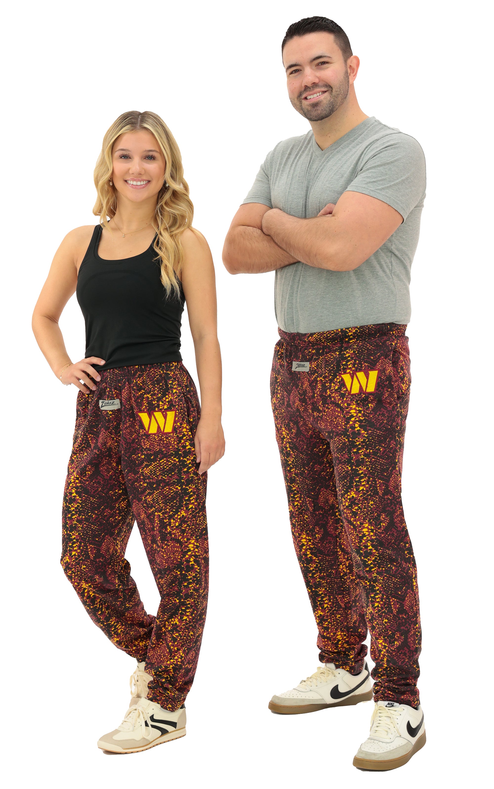 Zubaz NFL Adult Unisex for Men and Women Z88 Embroidered Post Pattern Pants, Washington Commanders