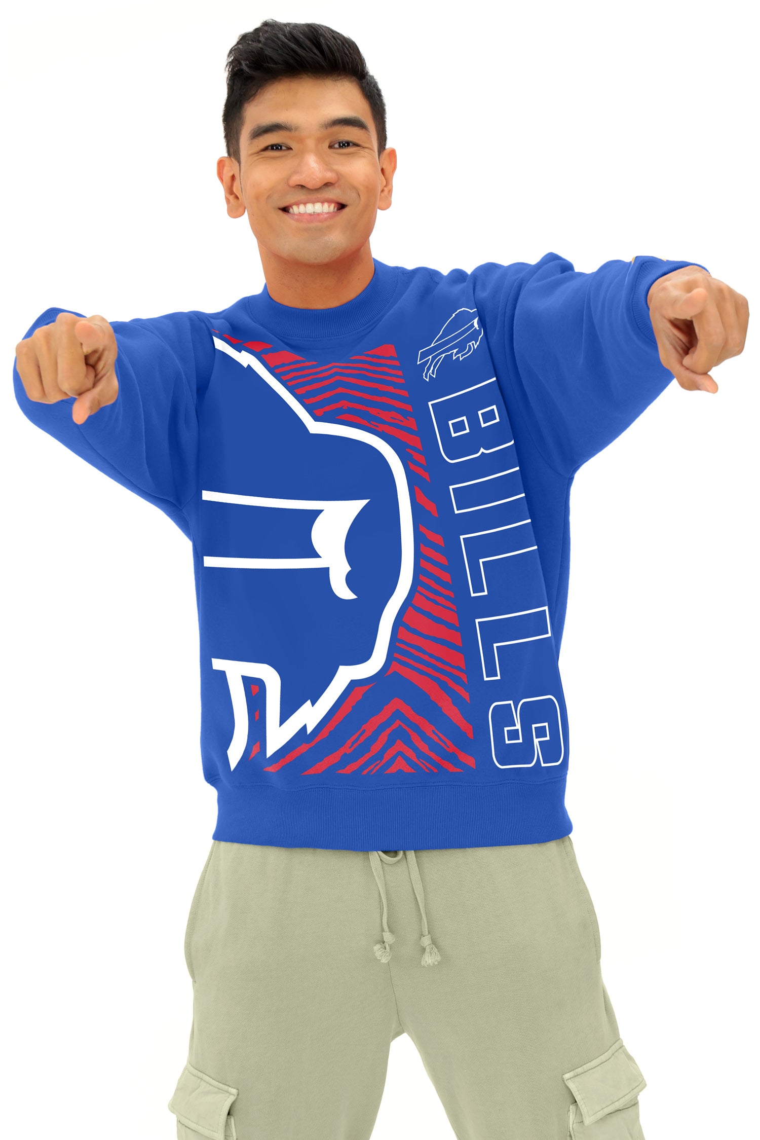 Zubaz NFL 90s Drop Shoulder Crewneck -MVP, BUFFALO BILLS