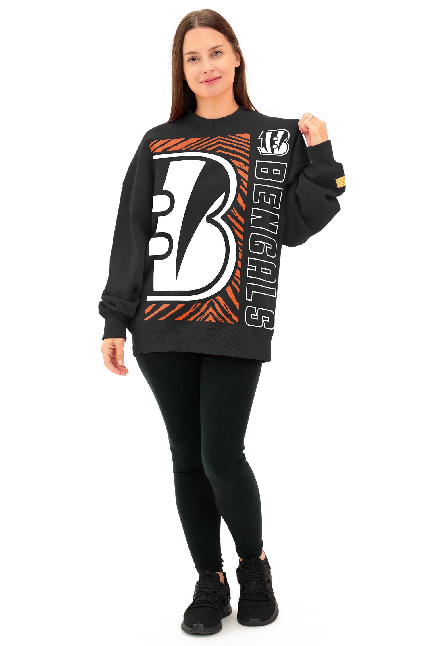 Zubaz NFL 90s Drop Shoulder Crewneck -MVP, CINCINNATI BENGALS
