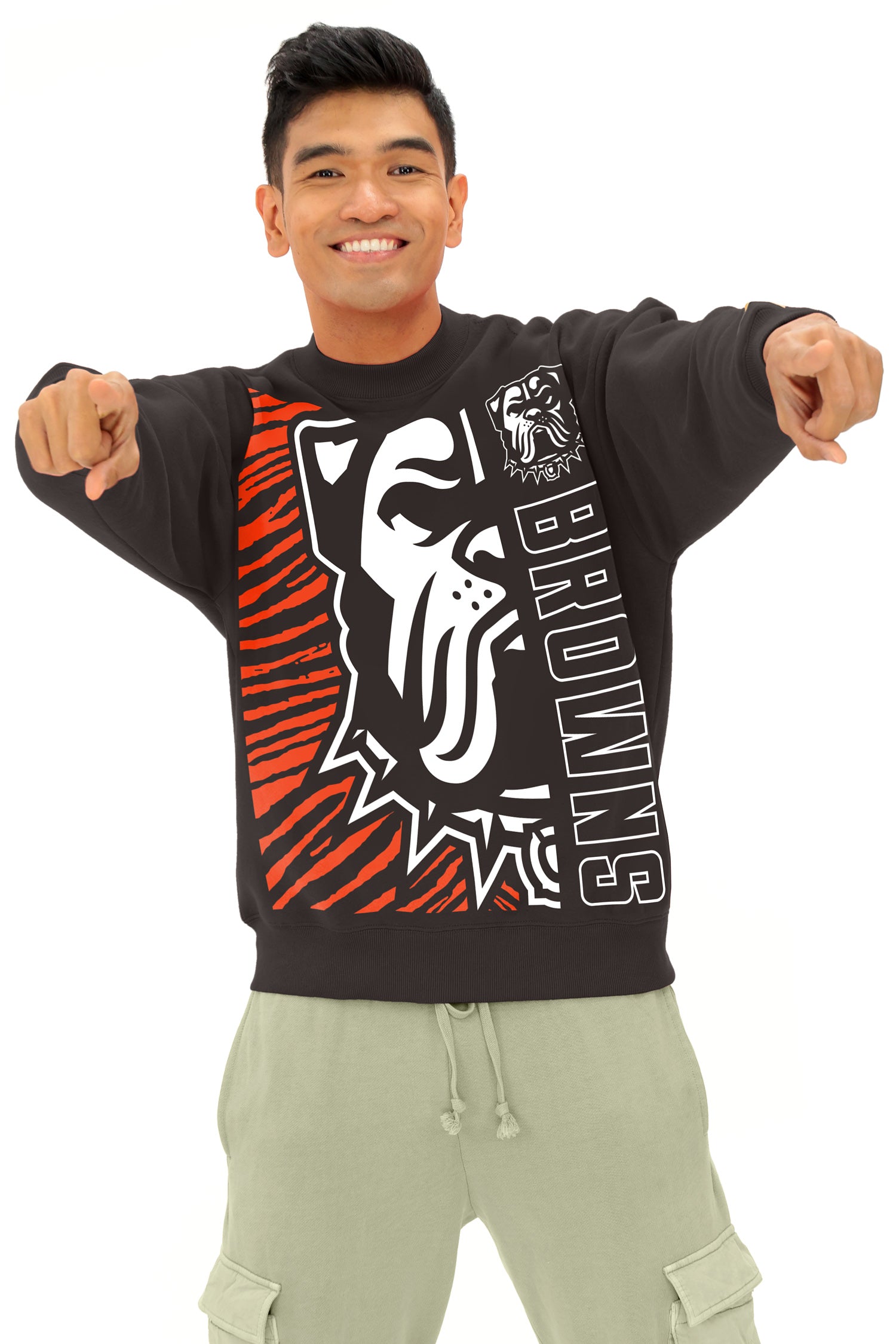 Zubaz NFL 90s Drop Shoulder Crewneck -MVP, CLEVELAND BROWNS