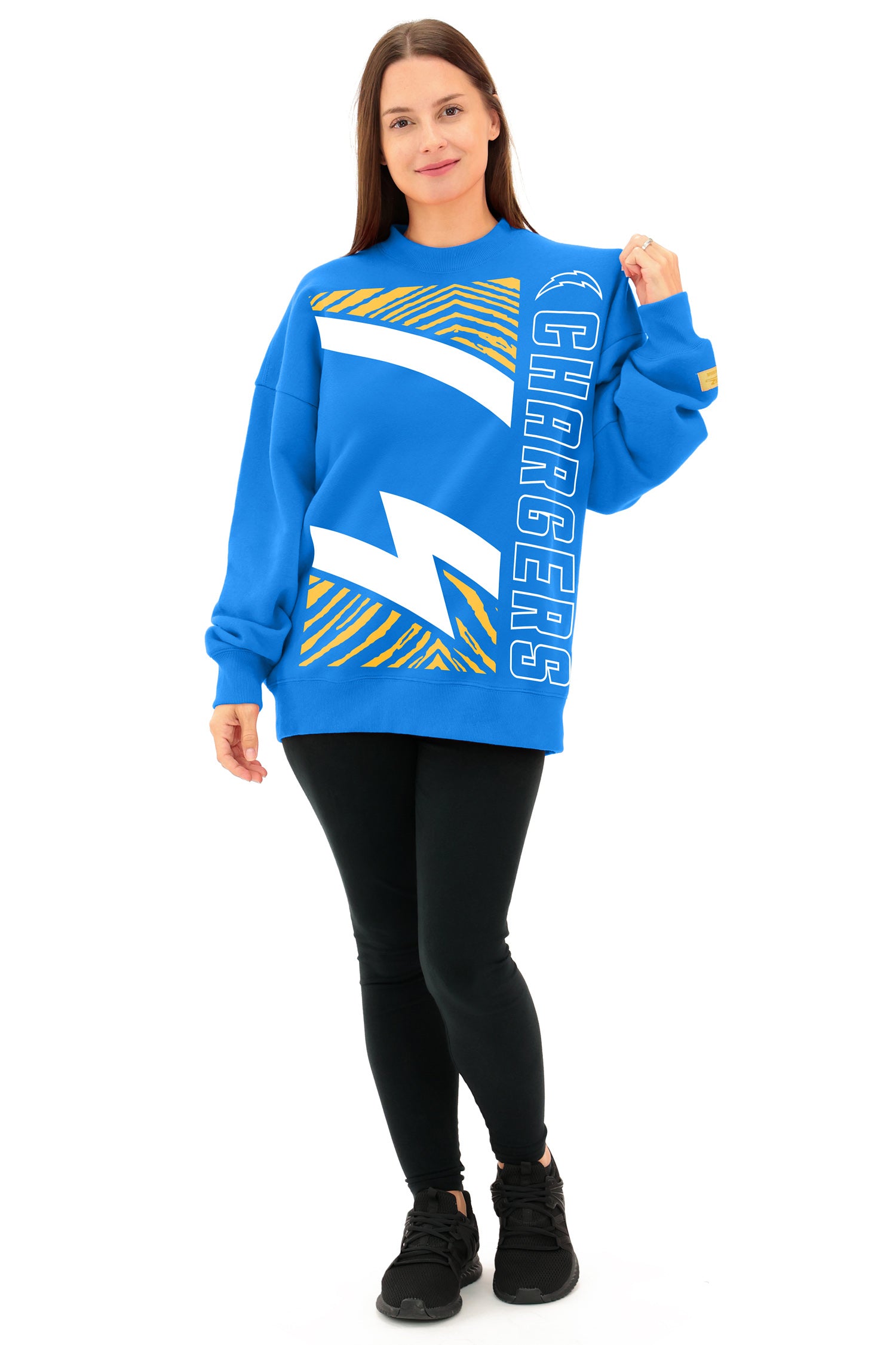 Zubaz NFL 90s Drop Shoulder Crewneck -MVP, LOS ANGELES CHARGERS