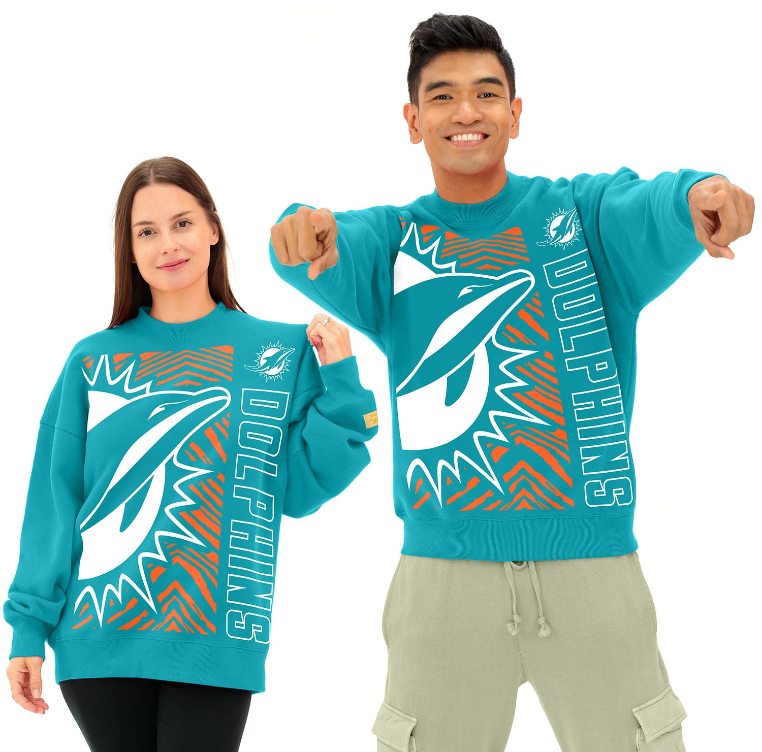 Zubaz NFL 90s Drop Shoulder Crewneck -MVP, MIAMI DOLPHINS - Official NFL Dolphins Zubaz Apparel (1 of 13)