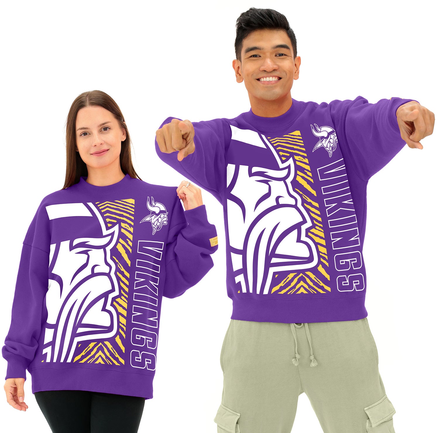 Zubaz NFL 90s Drop Shoulder Crewneck -MVP, MINNESOTA VIKINGS