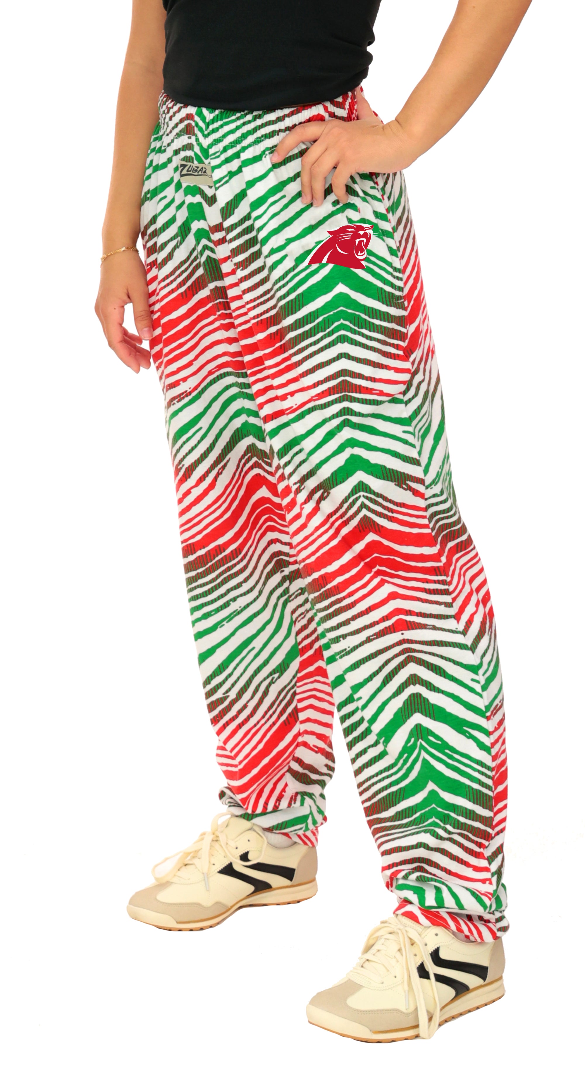 Zubaz NFL Adult Unisex Z88 Embroidered Holiday Ombre Pants, Carolina Pantshers