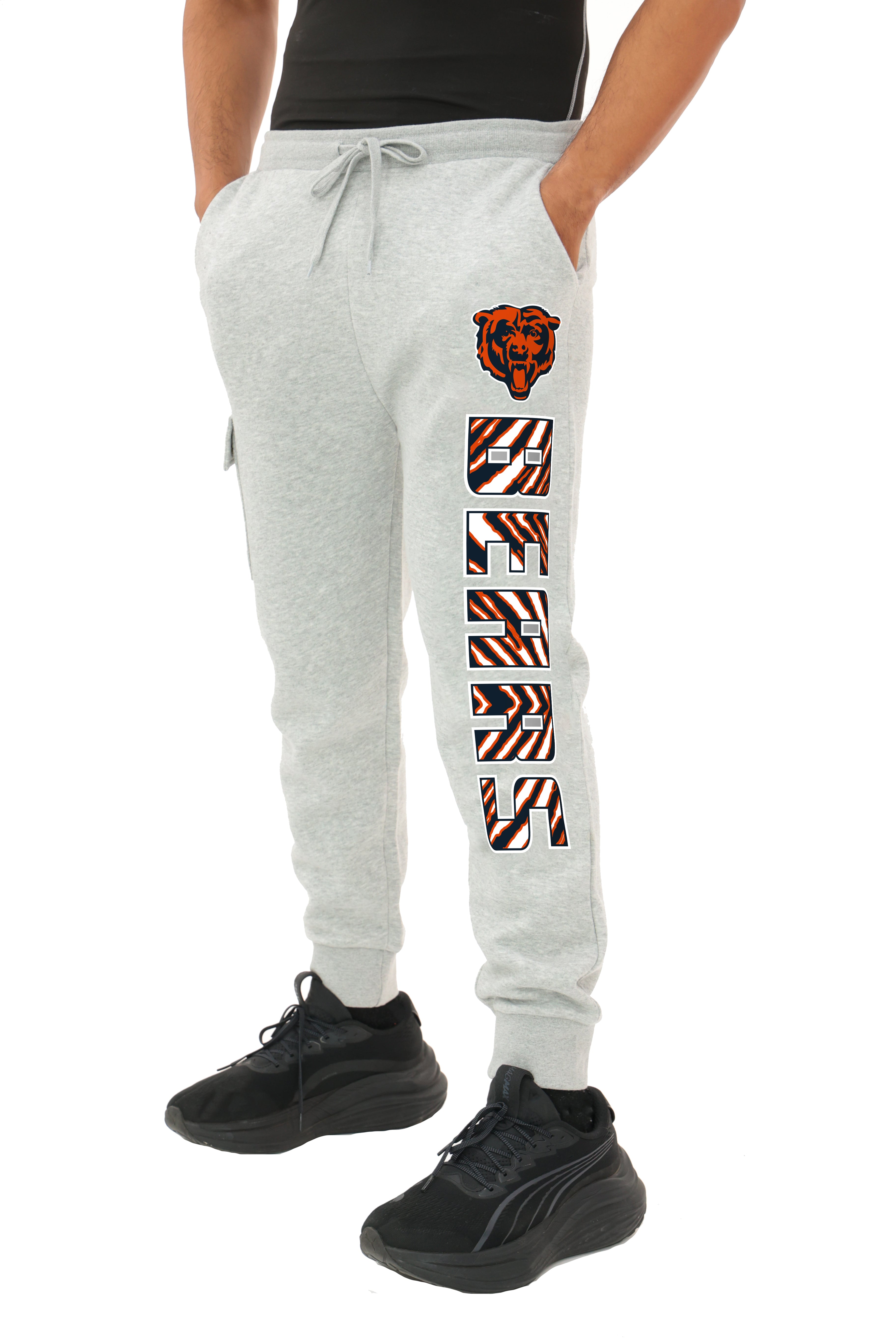Zubaz NFL MEN Cargo Joggers - Gray, CHICAGO BEARS