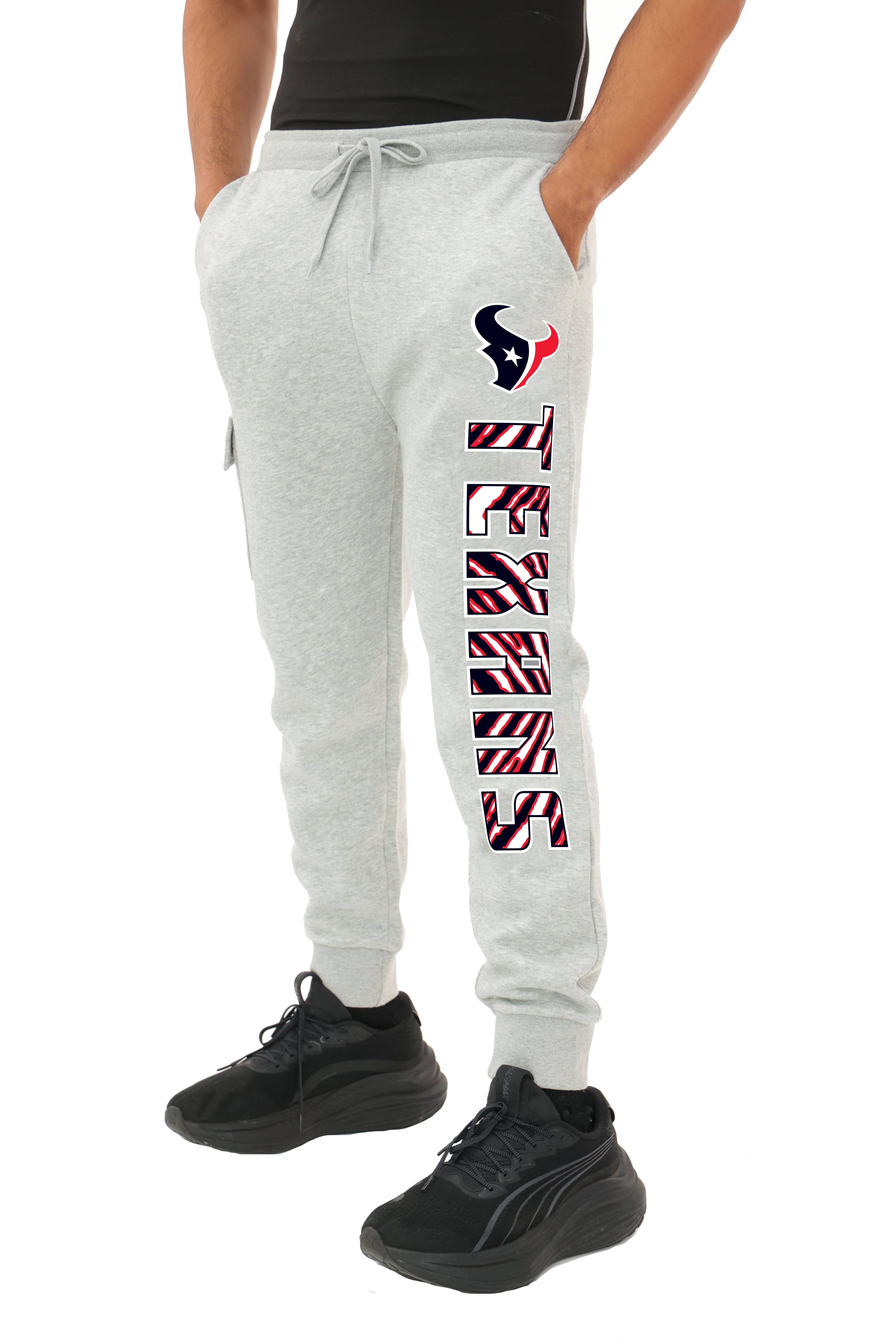 Zubaz NFL MEN Cargo Joggers - Gray, HOUSTON TEXANS
