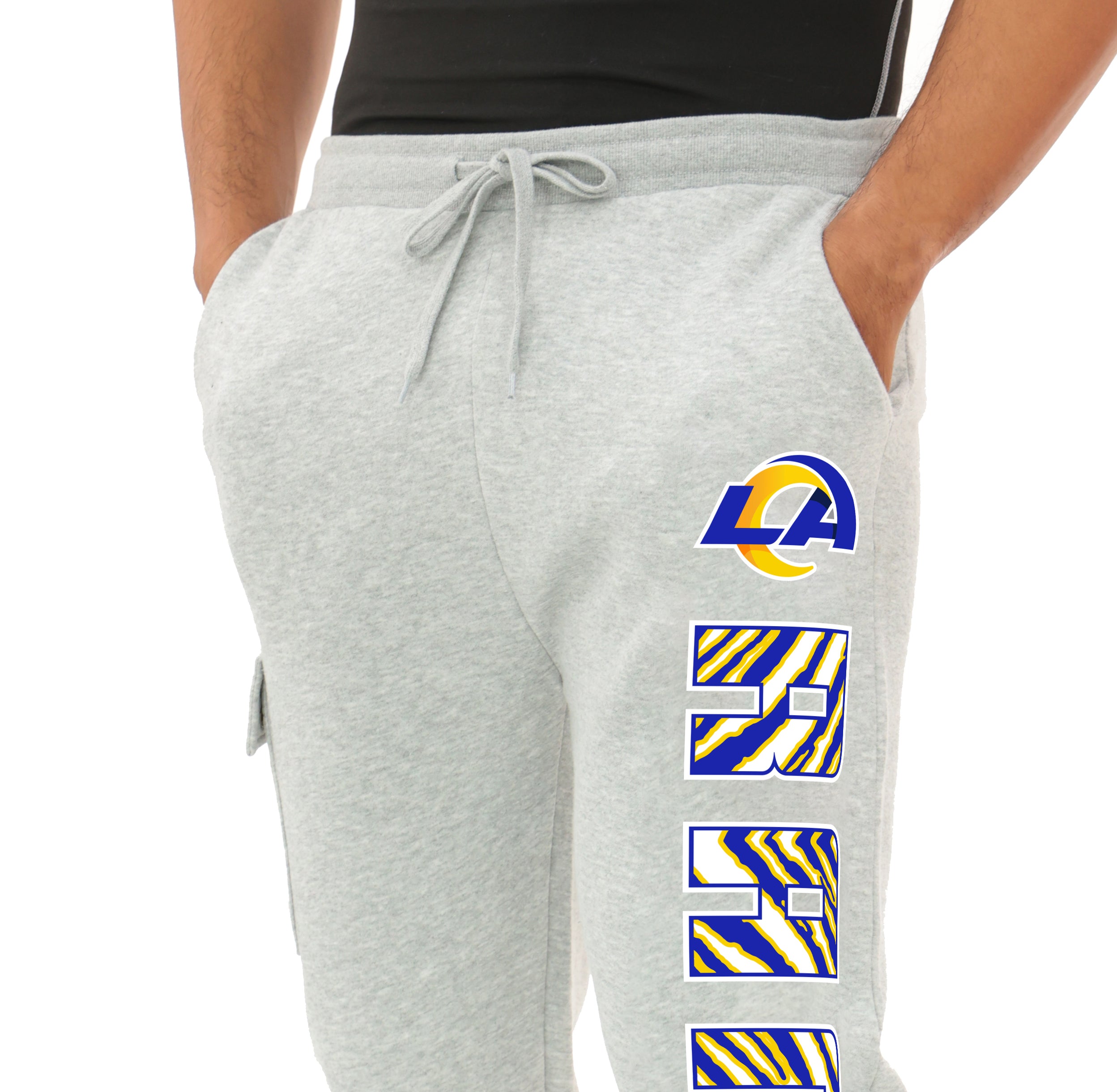Zubaz NFL MEN Cargo Joggers - Gray, LOS ANGELES RAMS