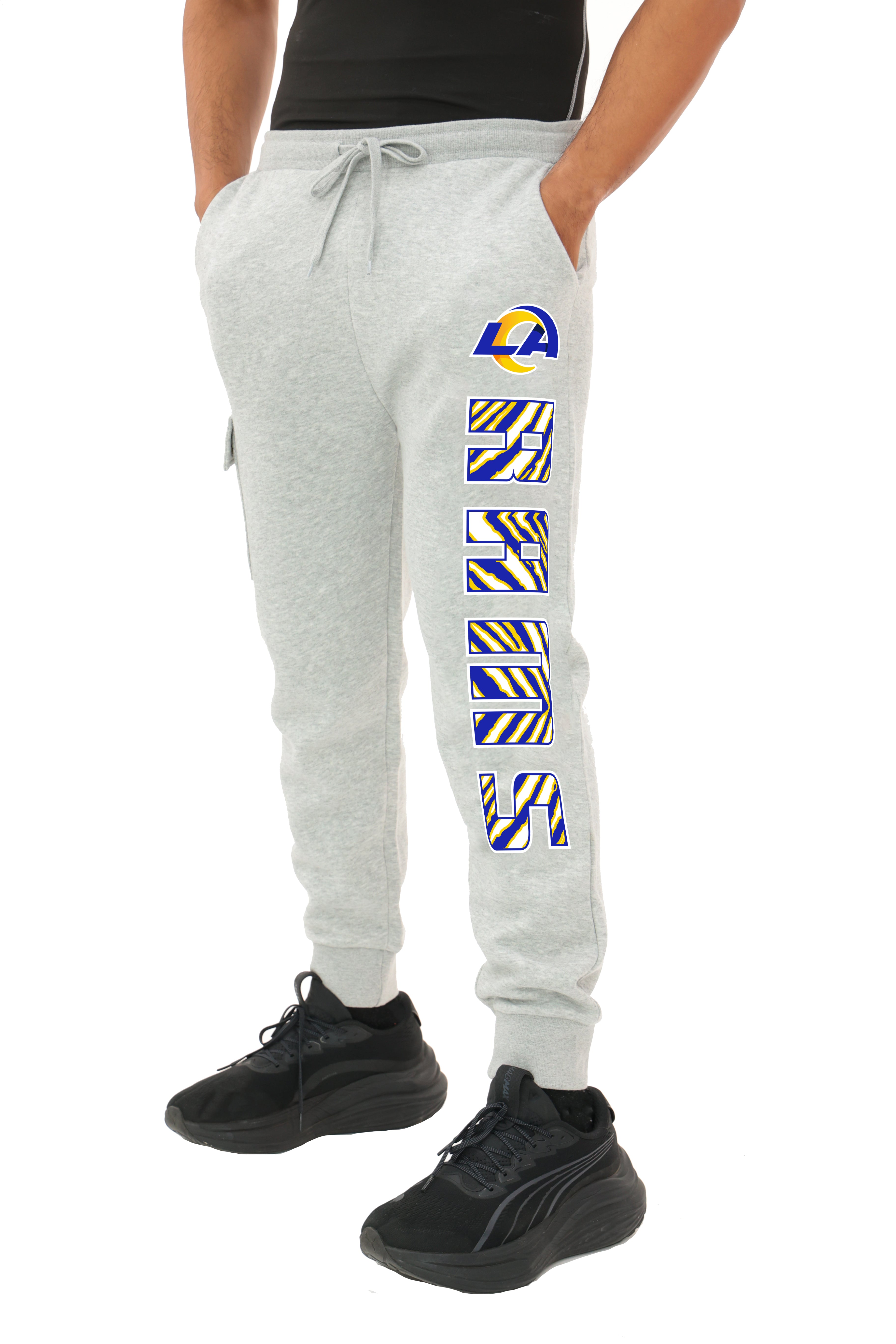 Zubaz NFL MEN Cargo Joggers - Gray, LOS ANGELES RAMS