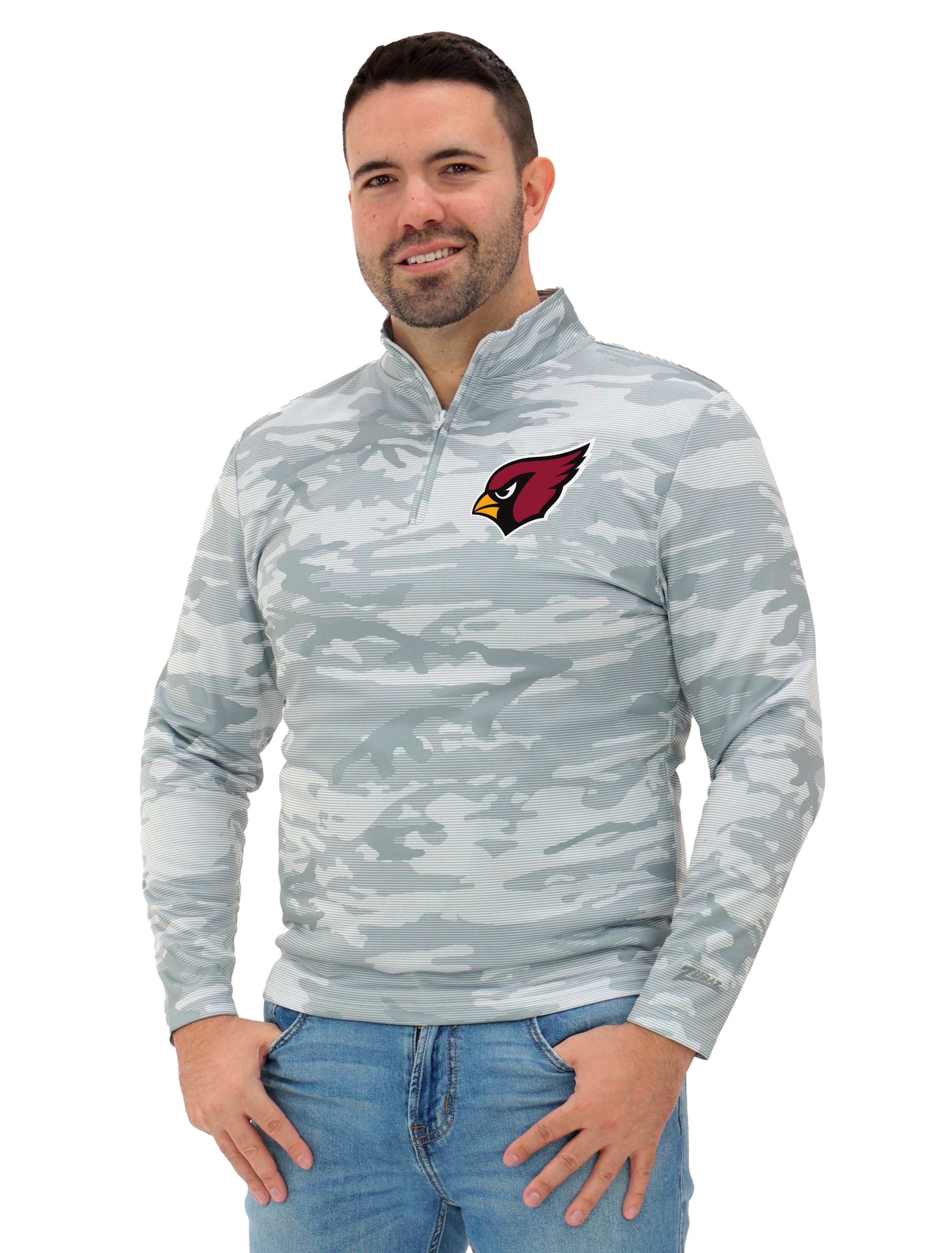 Zubaz NFL Men's Tonal Camo Line 1/4 Zip, ARIZONA CARDINALS