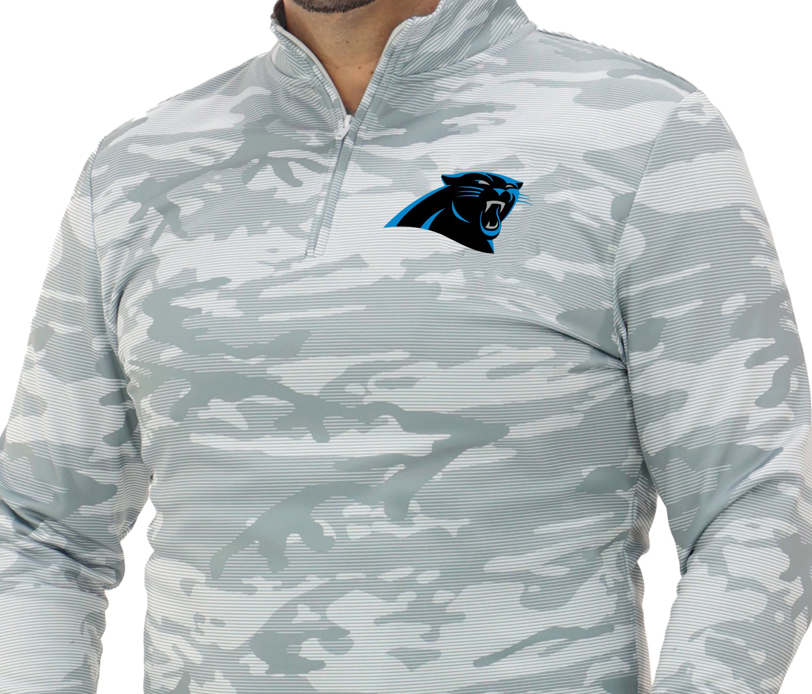 Zubaz NFL Men's Tonal Camo Line 1/4 Zip, CAROLINA PANTHERS