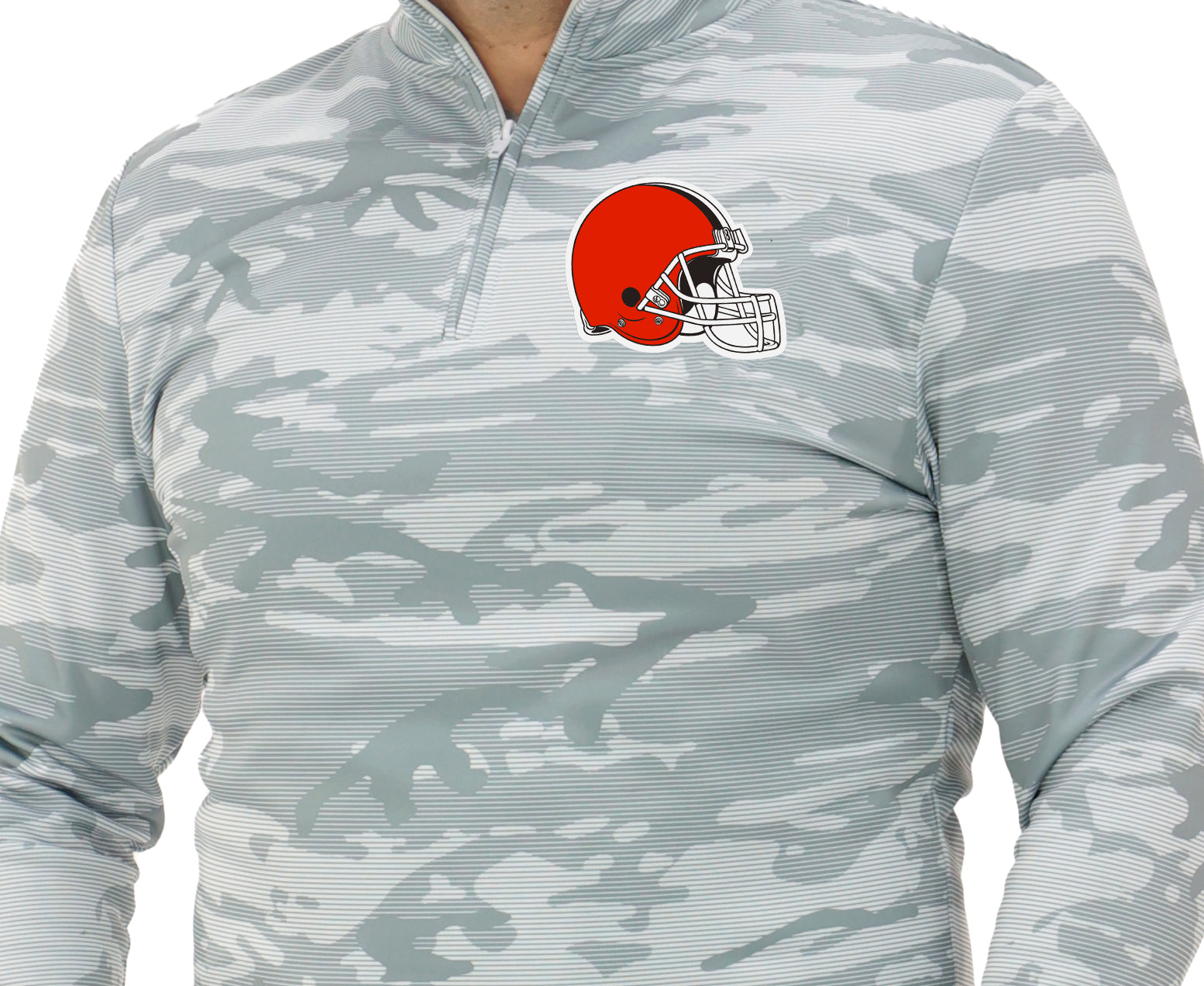 Zubaz NFL Men's Tonal Camo Line 1/4 Zip, CLEVELAND BROWNS