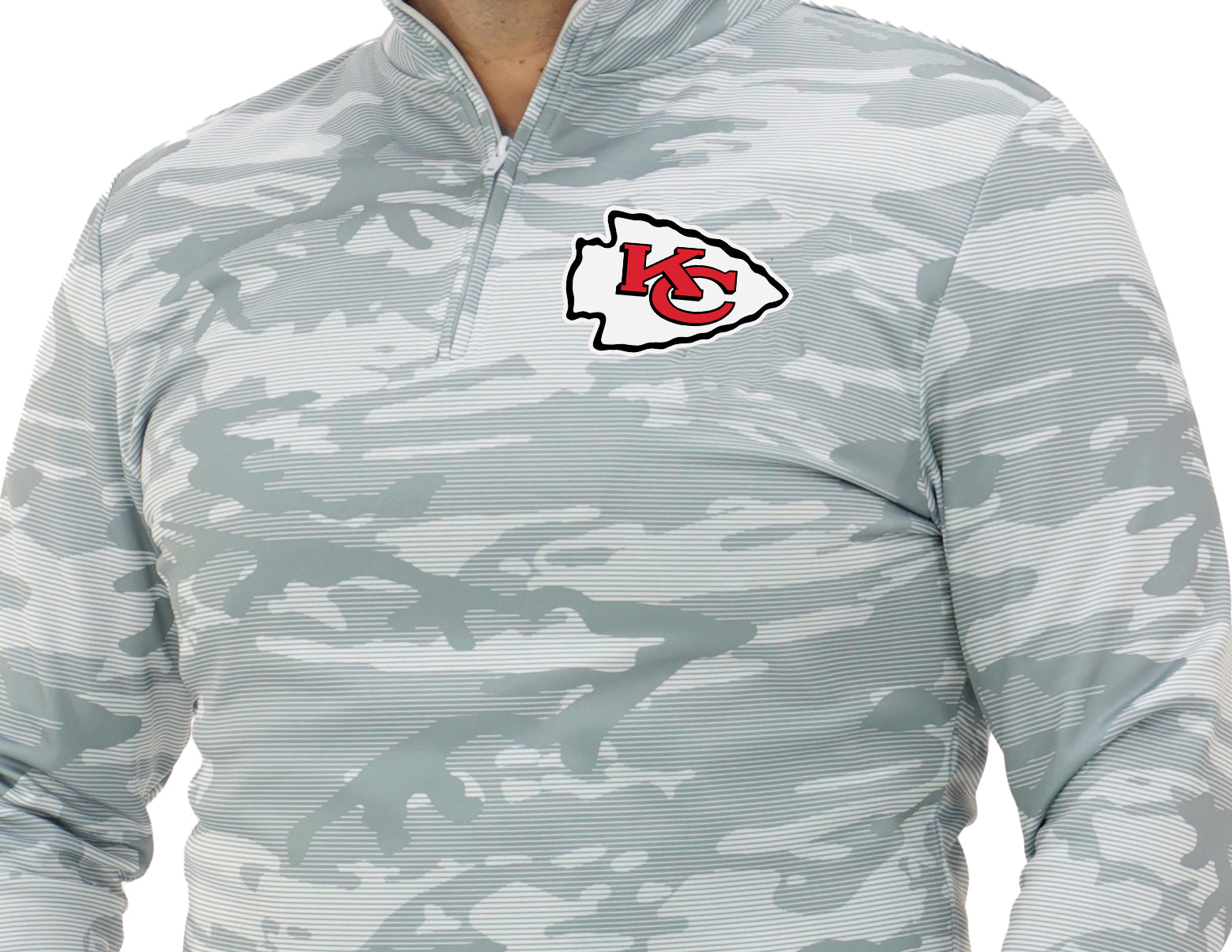 Zubaz NFL Men's Tonal Camo Line 1/4 Zip, KANSAS CITY CHIEFS