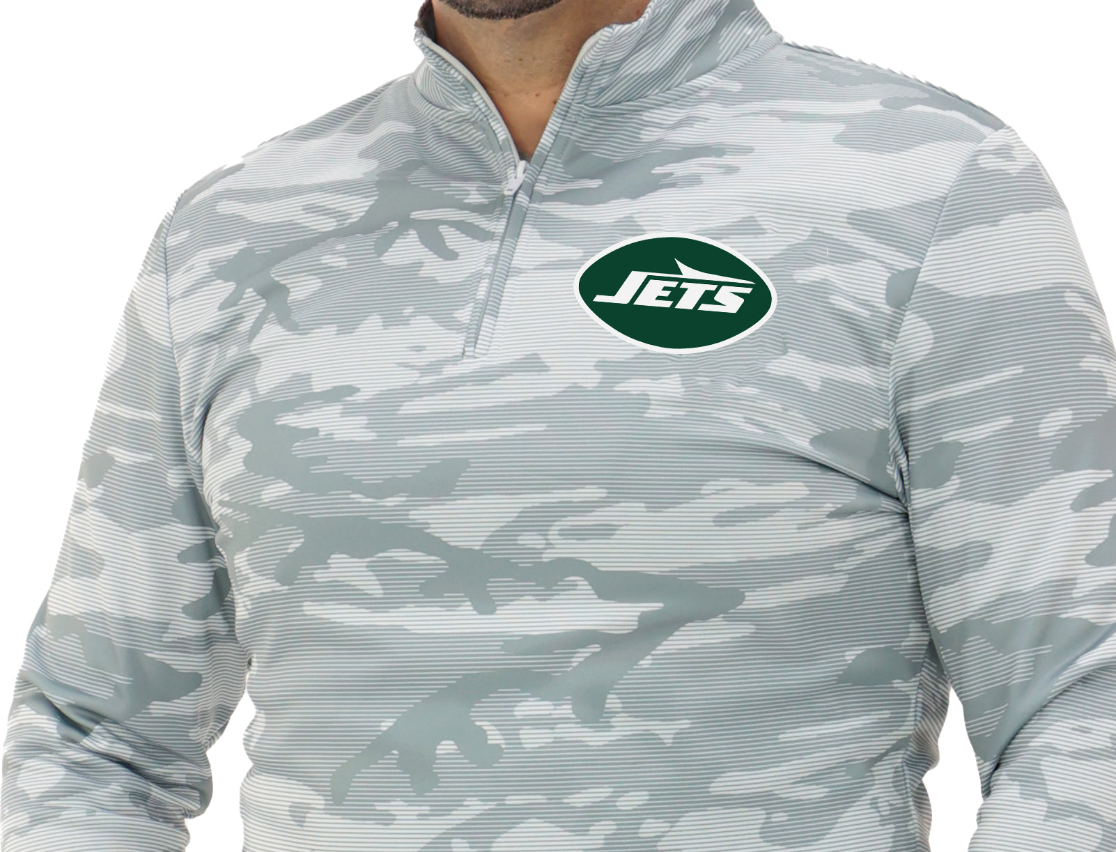 Zubaz NFL Men's Tonal Camo Line 1/4 Zip, NEW YORK JETS