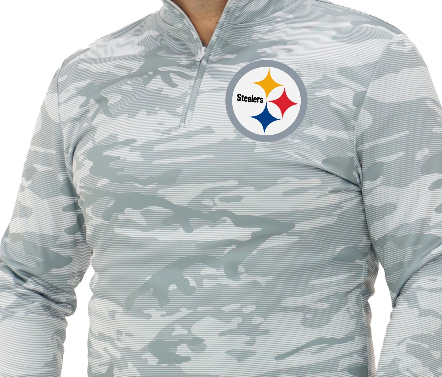 Zubaz NFL Men's Tonal Camo Line 1/4 Zip, PITTSBURGH STEELERS