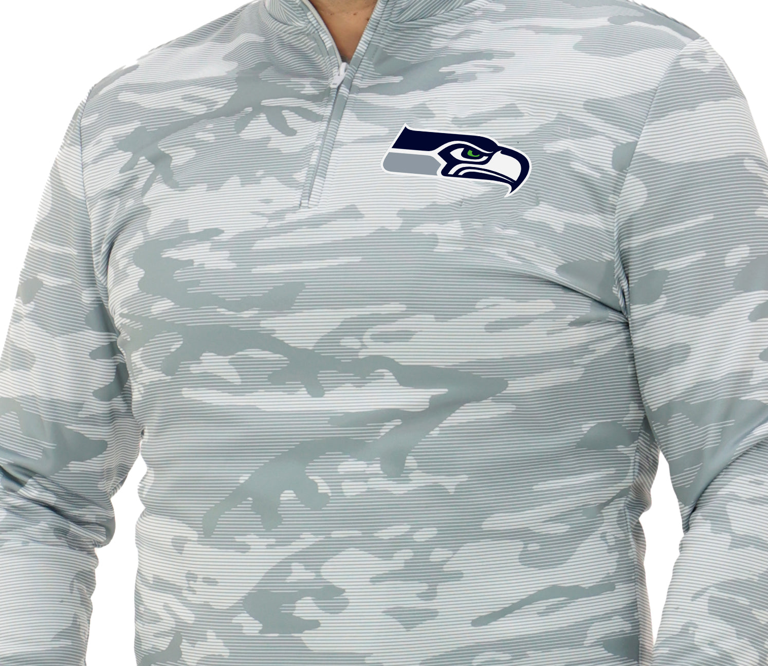 Zubaz NFL Men's Tonal Camo Line 1/4 Zip, SEATTLE SEAHAWKS