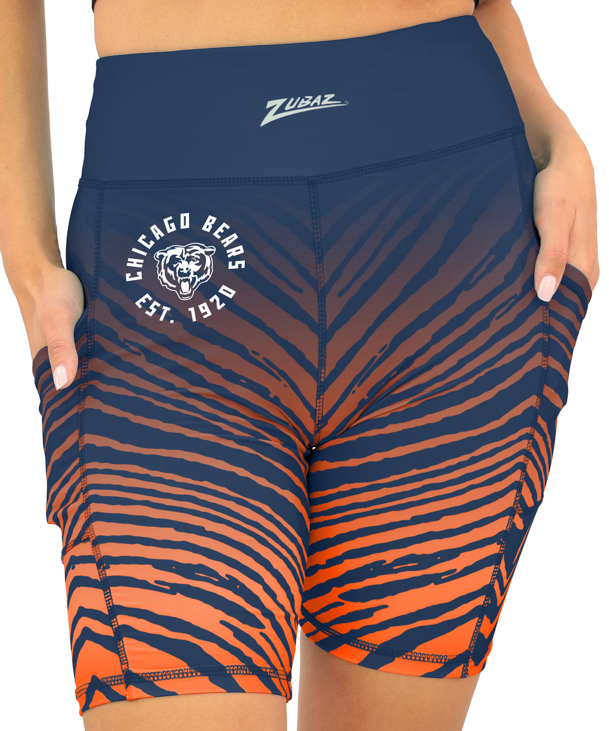 Zubaz NFL Women's Fade Biker Shorts, Chicago Bears - Official NFL Bears Zubaz Apparel (1 of 2)