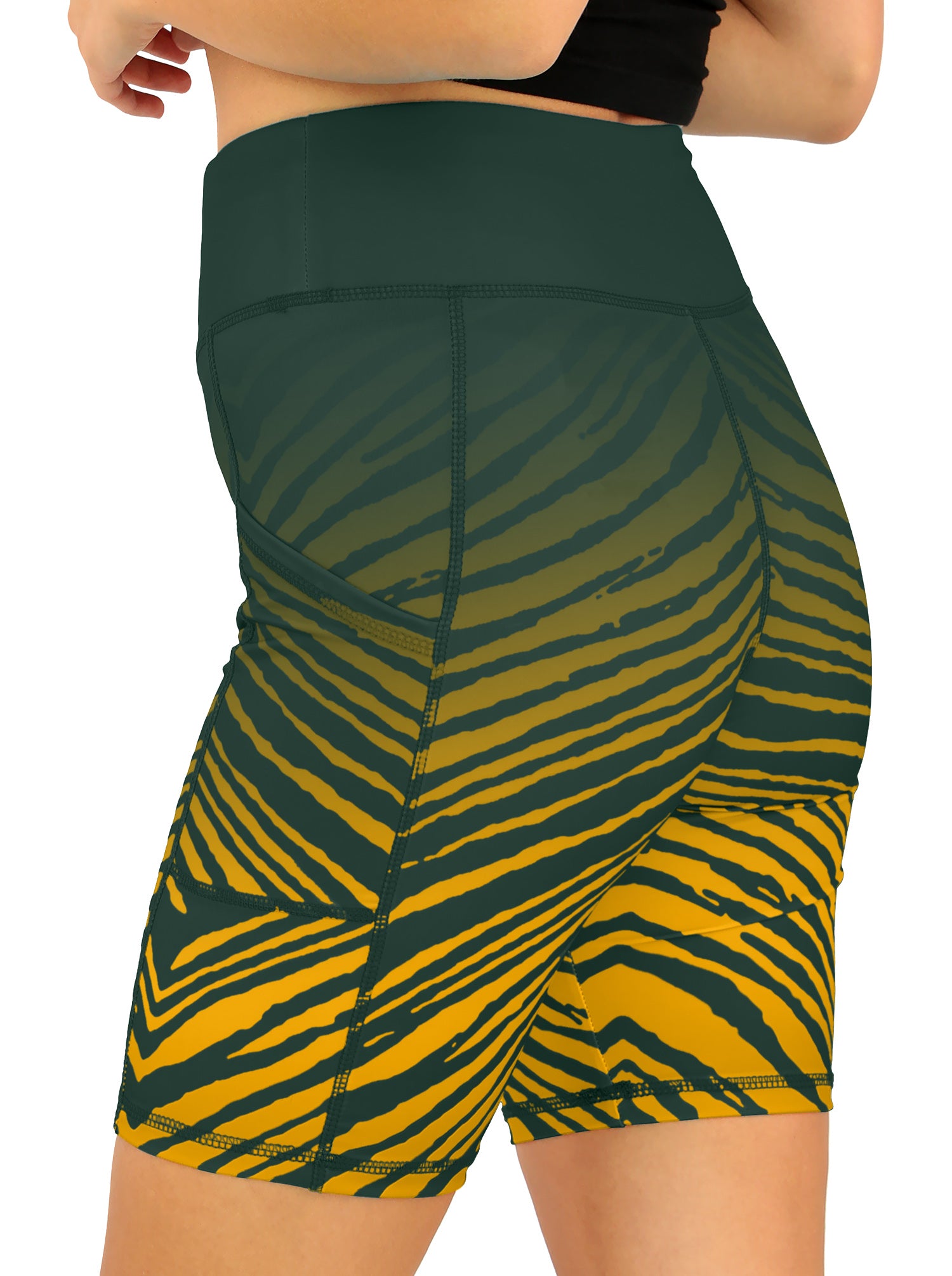 Zubaz NFL Women's Fade Biker Shorts, Green Bay Packers