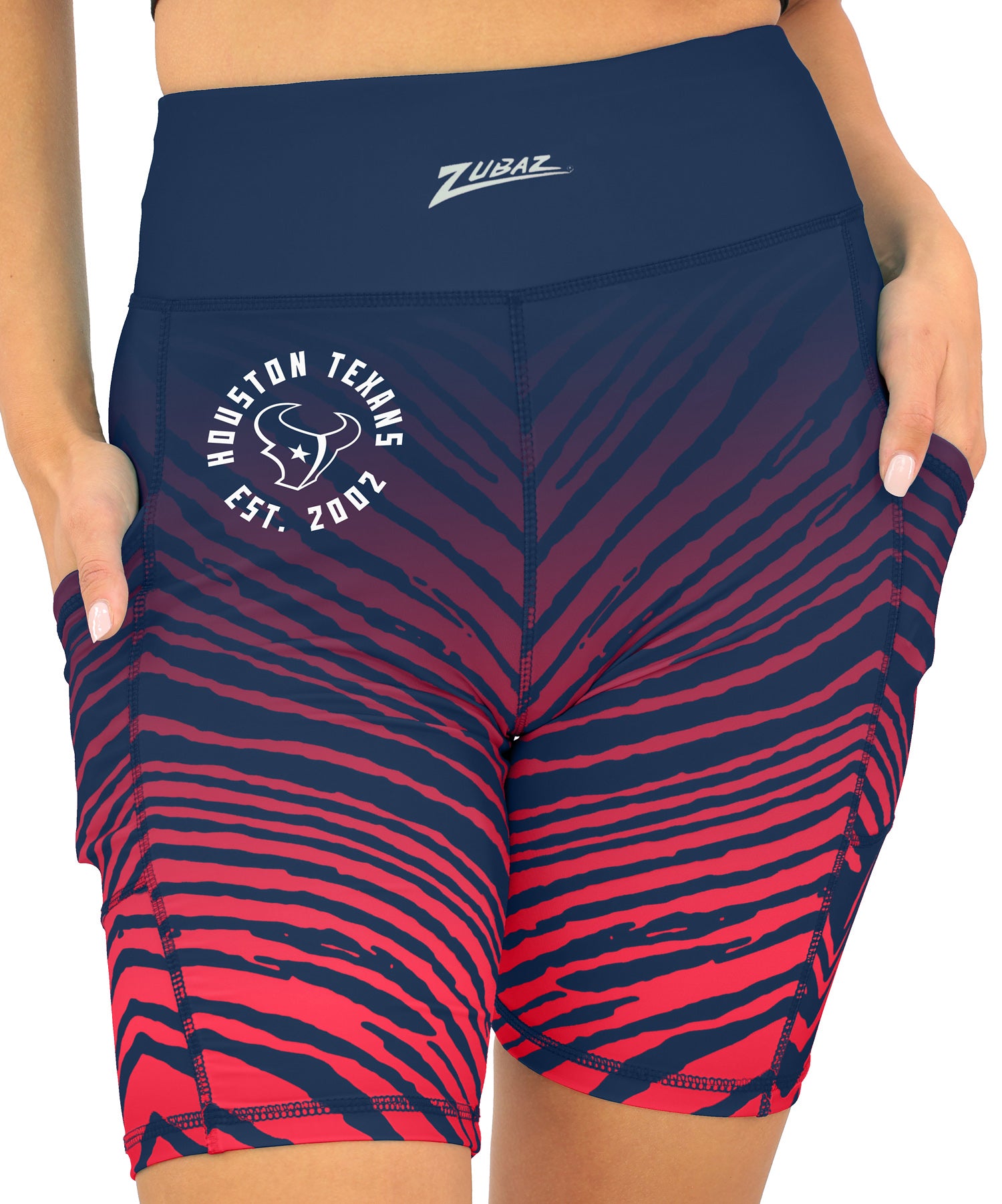 Zubaz NFL Women's Fade Biker Shorts, Houston Texans