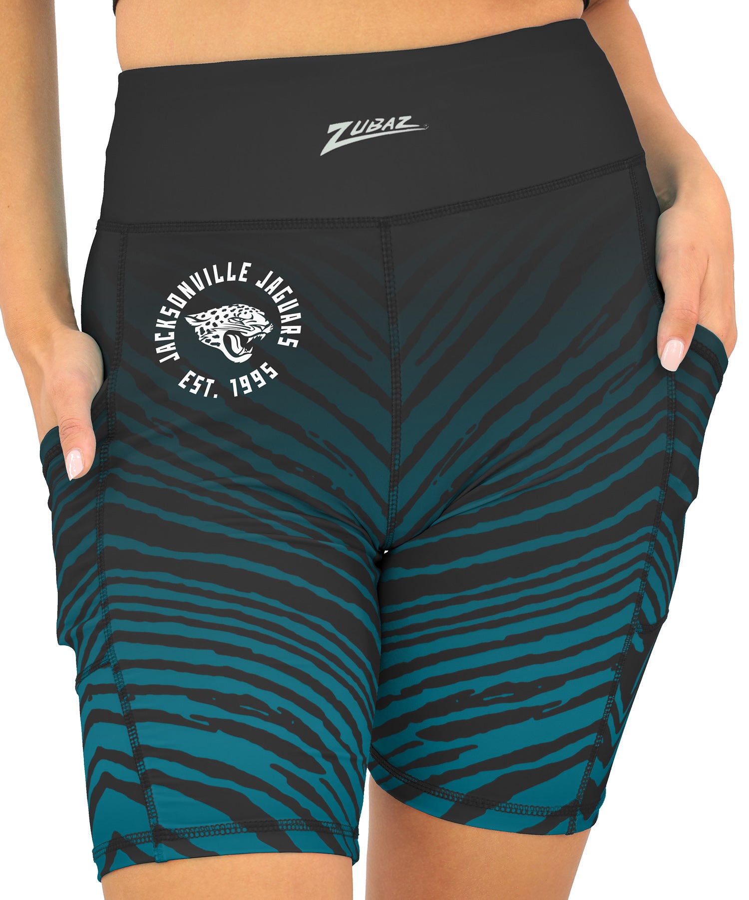Zubaz NFL Women's Fade Biker Shorts, Jacksonville Jaguars - Official NFL Jaguars Zubaz Apparel (1 of 2)