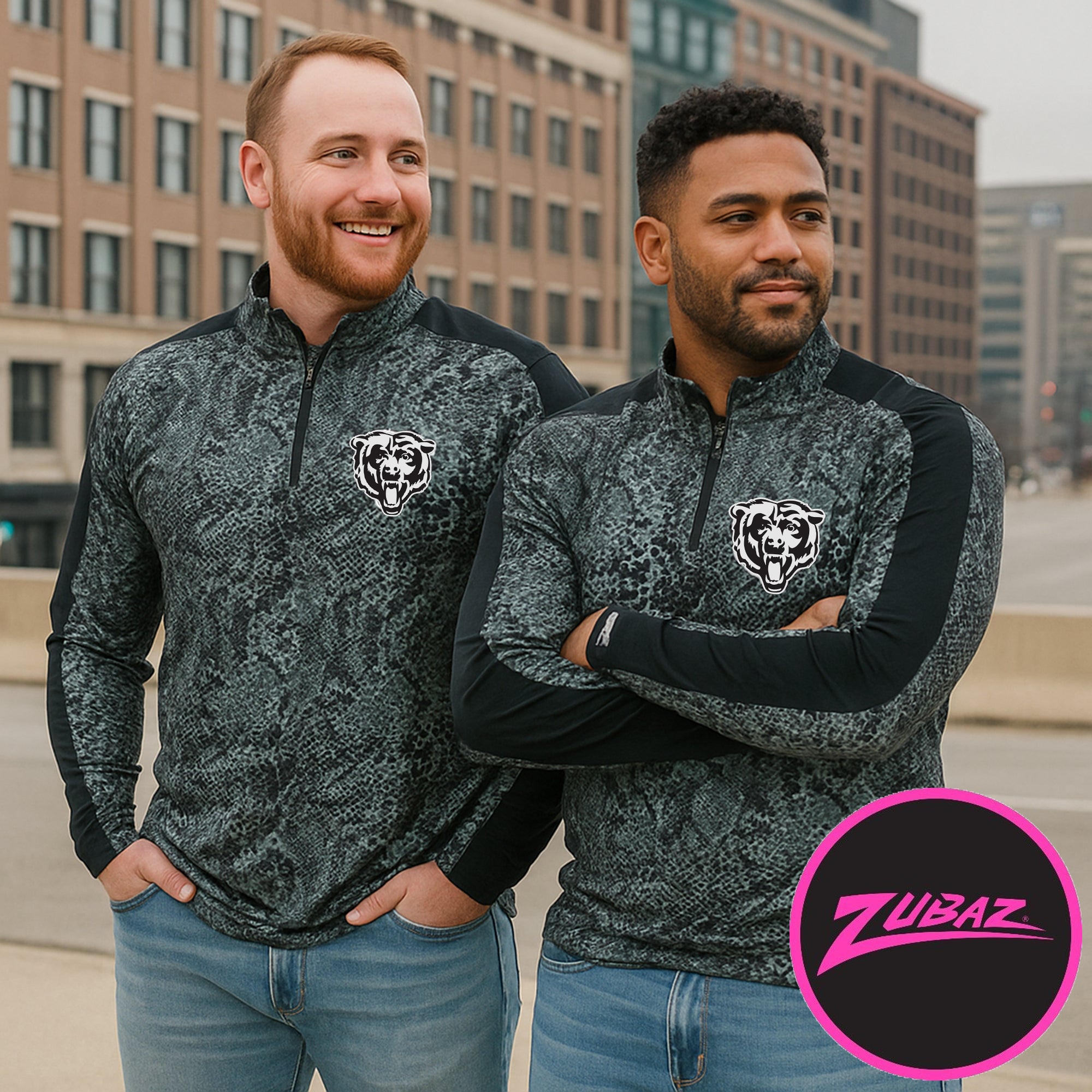 Zubaz NFL Men's Elevated Tonal Post 1/4 Zip, PHILADELPHIA EAGLES