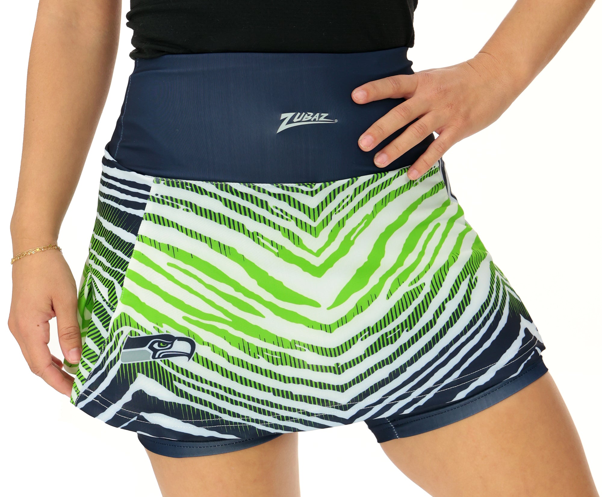 Zubaz NFL Women's Zebra Ombre Skort Team Primary Logo, Seattle Seahawks